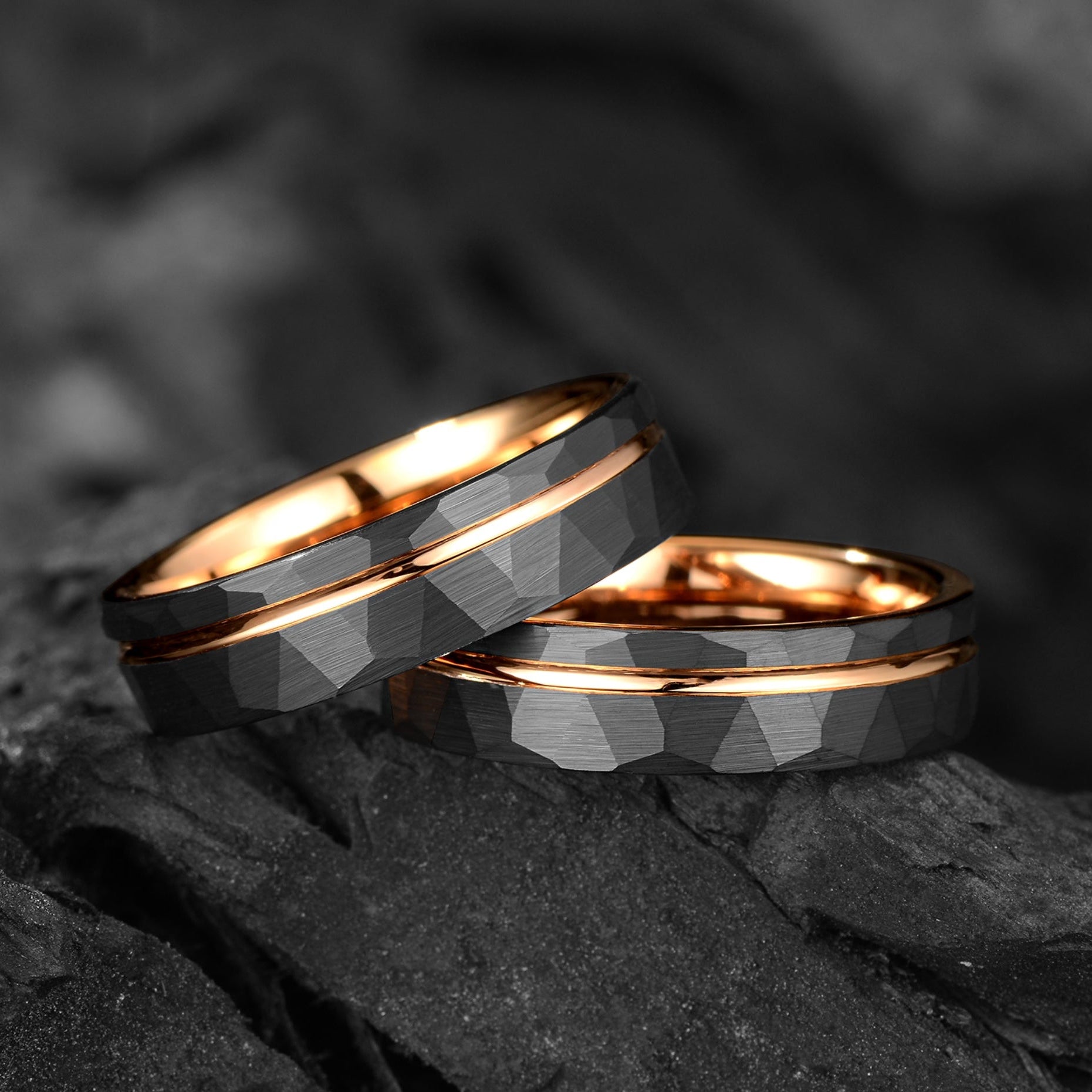 Black Wedding Rings Tungsten Main View