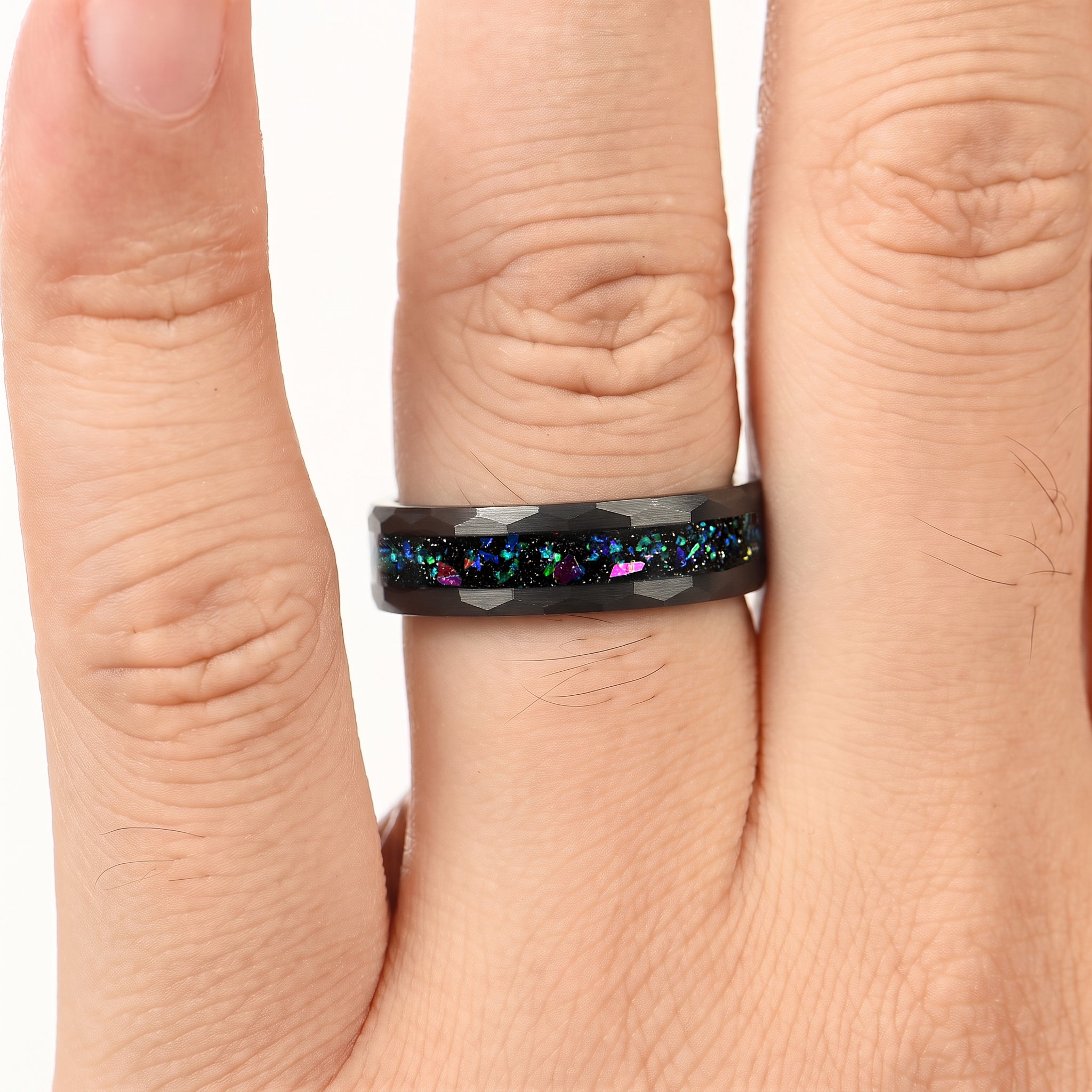 COUPLE RING SET HELIX NEBULA ALEXANDRITE BLACK TUNGSTEN (6/4MM)