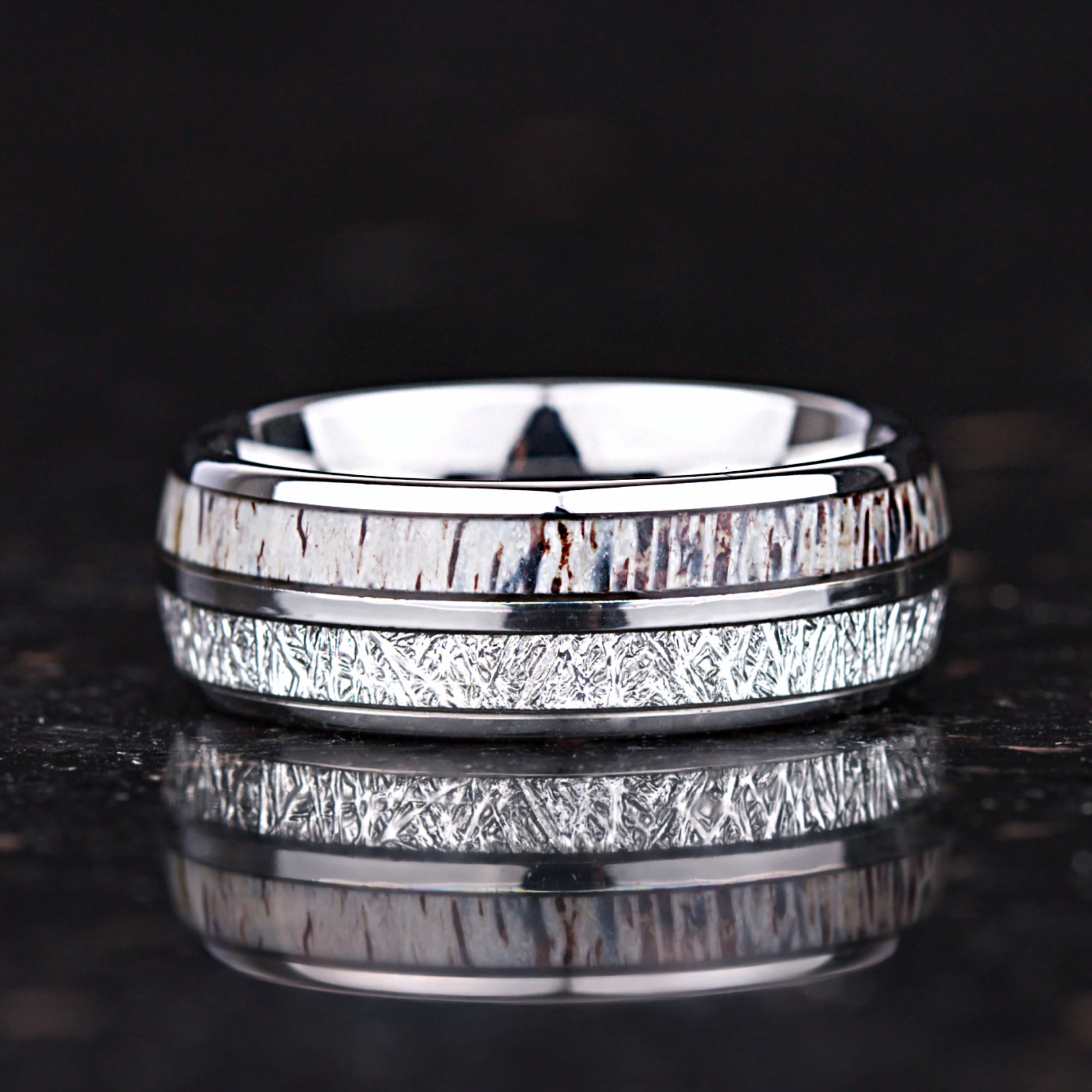 Couple matching jewellery set with natural deer antler inlay