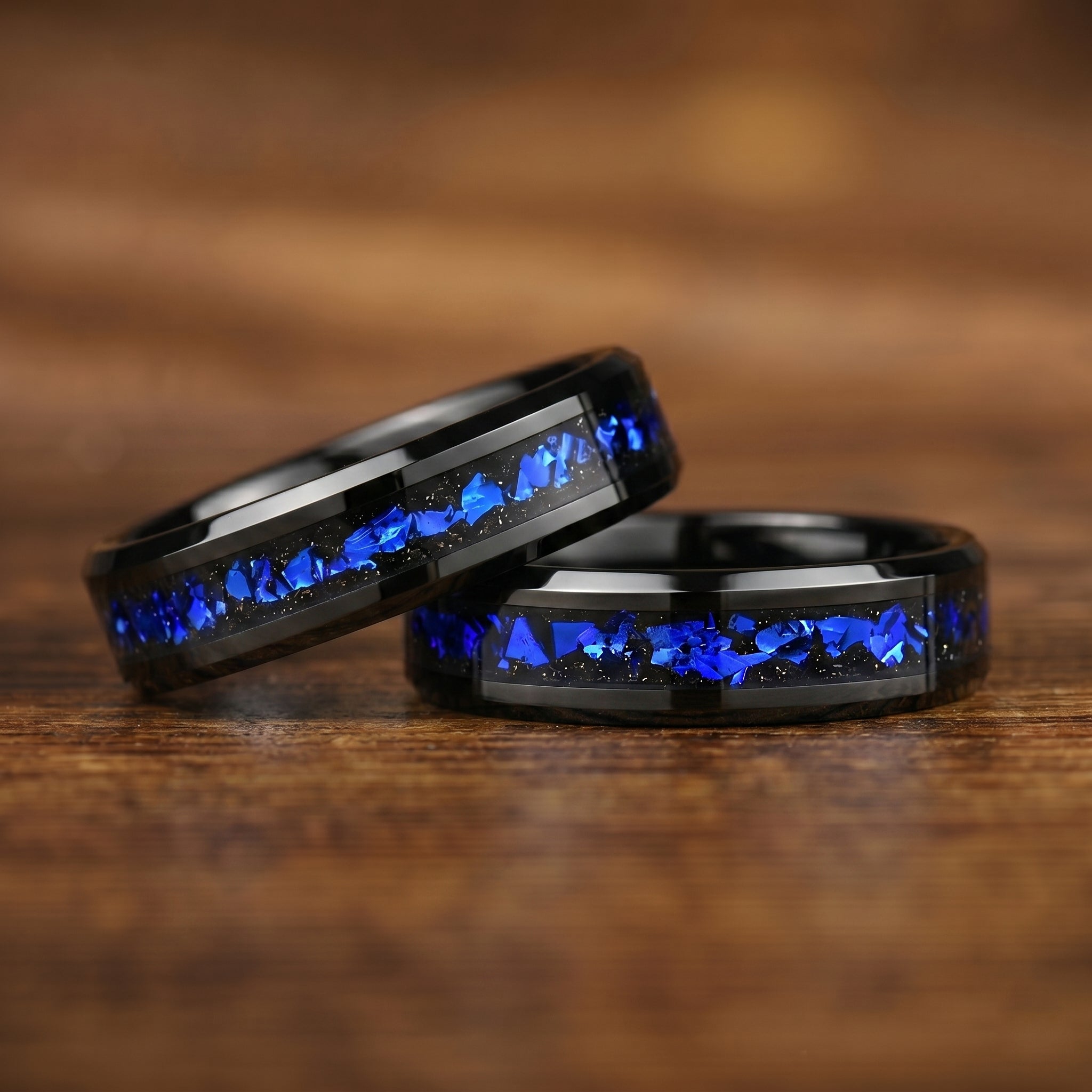 Couple Ring Couple Promise Set in Galaxy Design Angled View