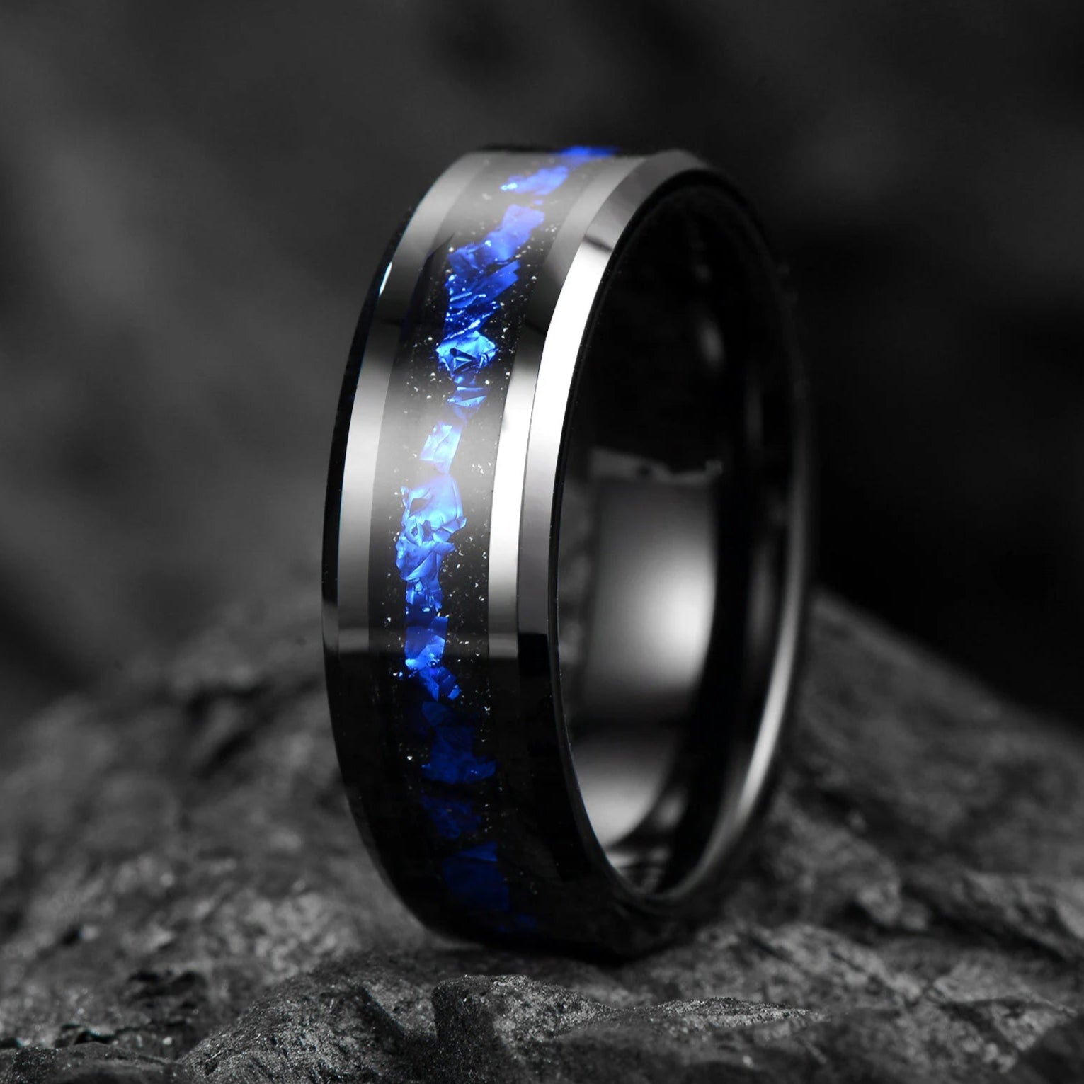 Couple Ring Couple Promise Set in Galaxy Design Profile View