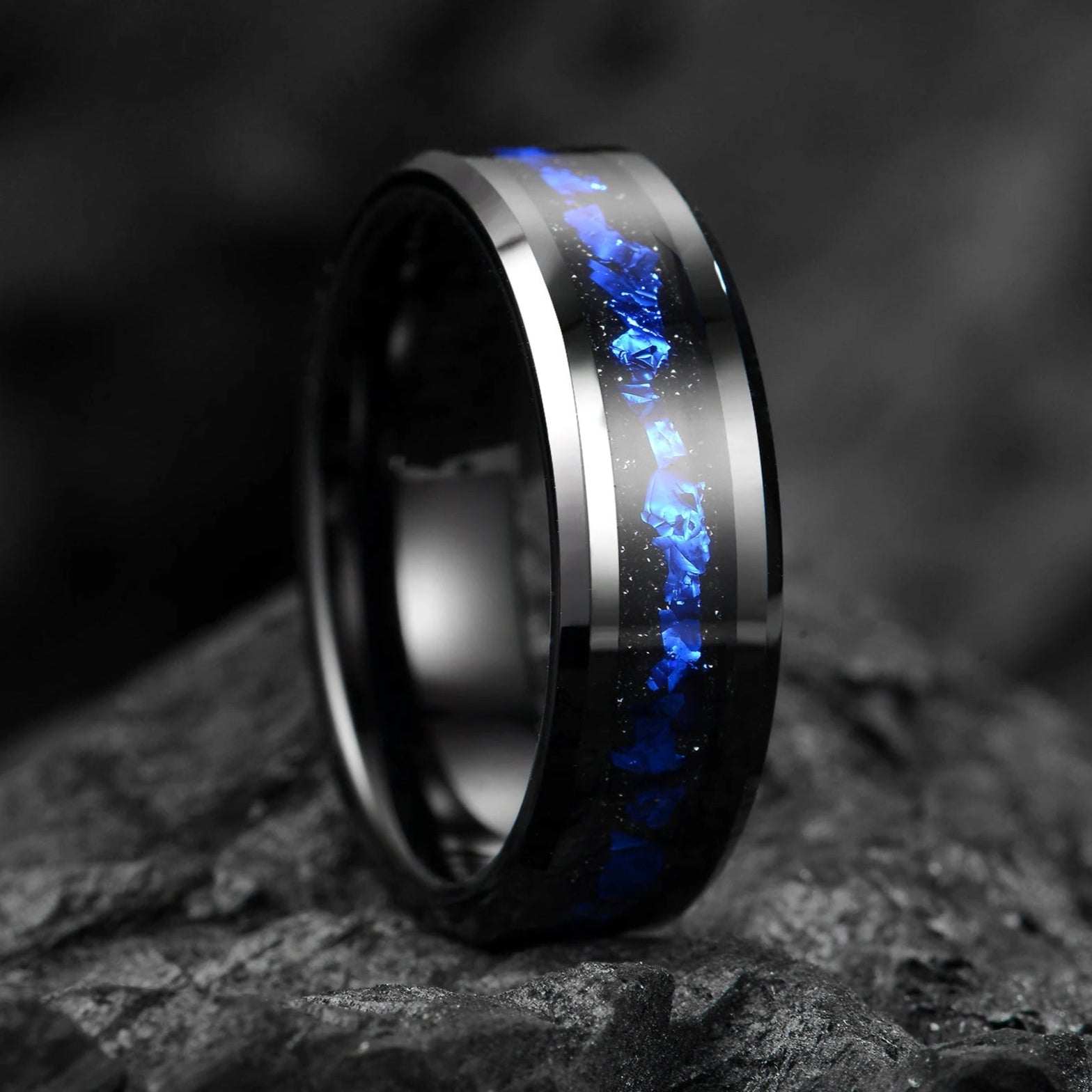 Couple Ring Couple Promise Set in Galaxy Design Side Angle View