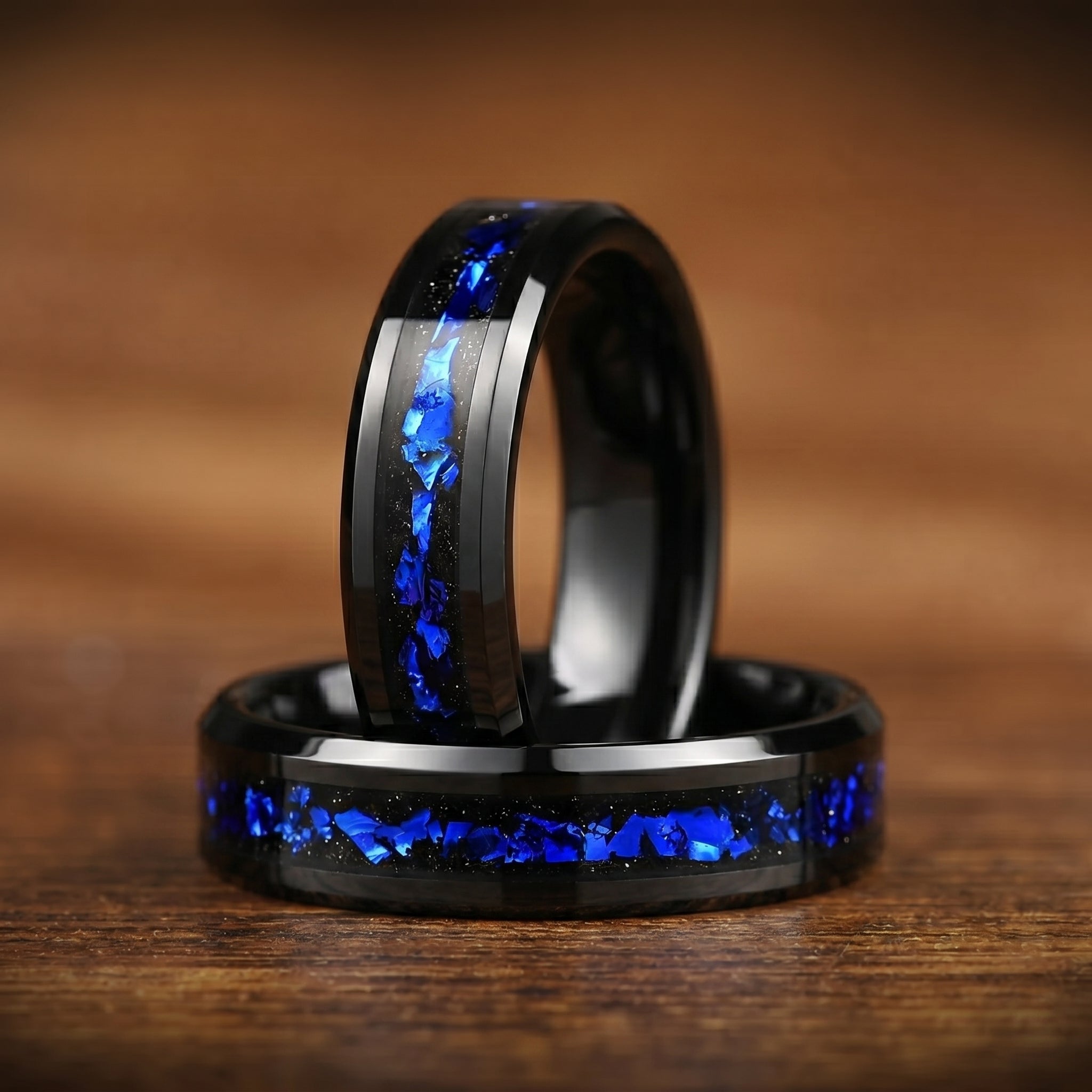 Couple Ring Couple Promise Set in Galaxy Design Side View