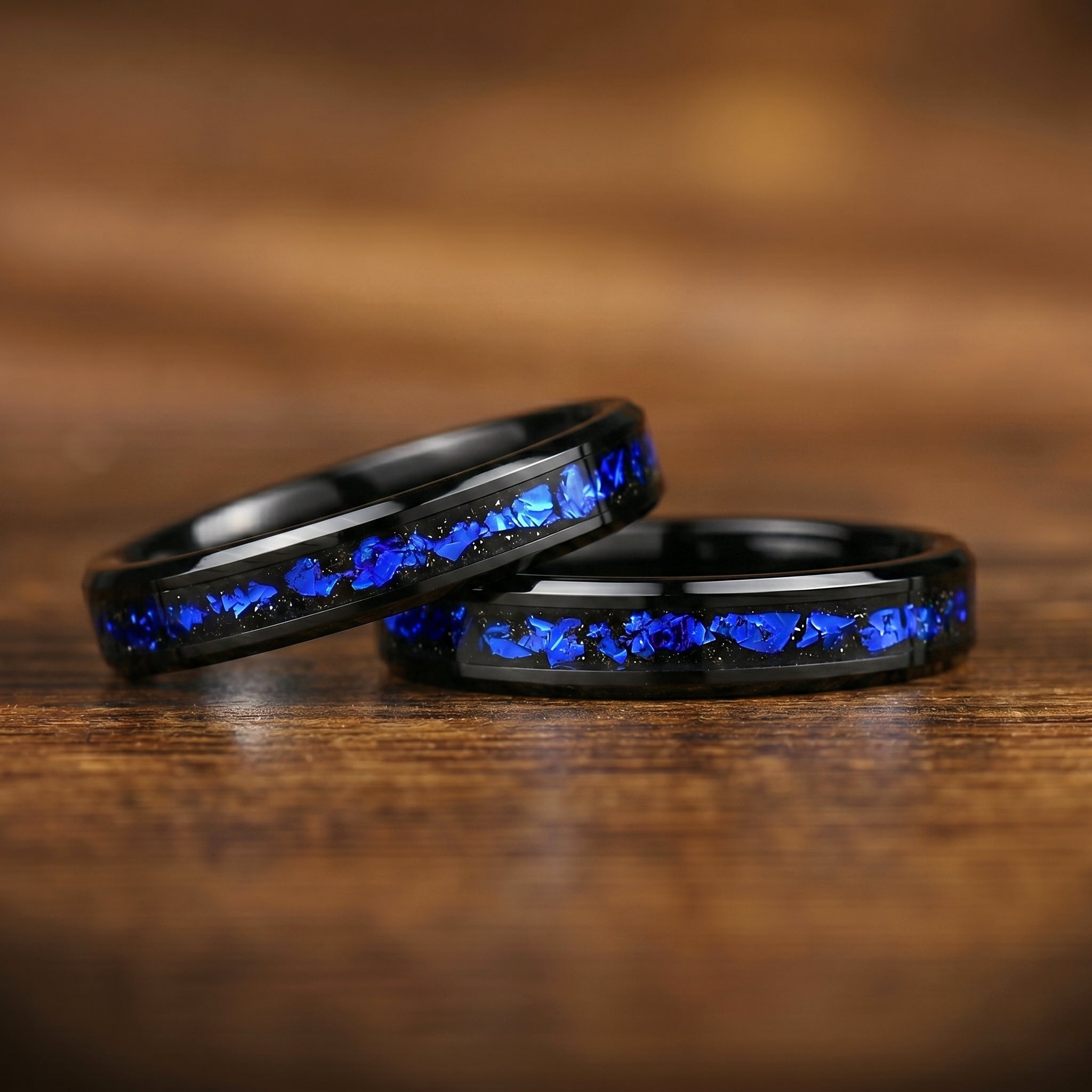 Couple Ring Couple Promise Set in Galaxy Design Texture Detail