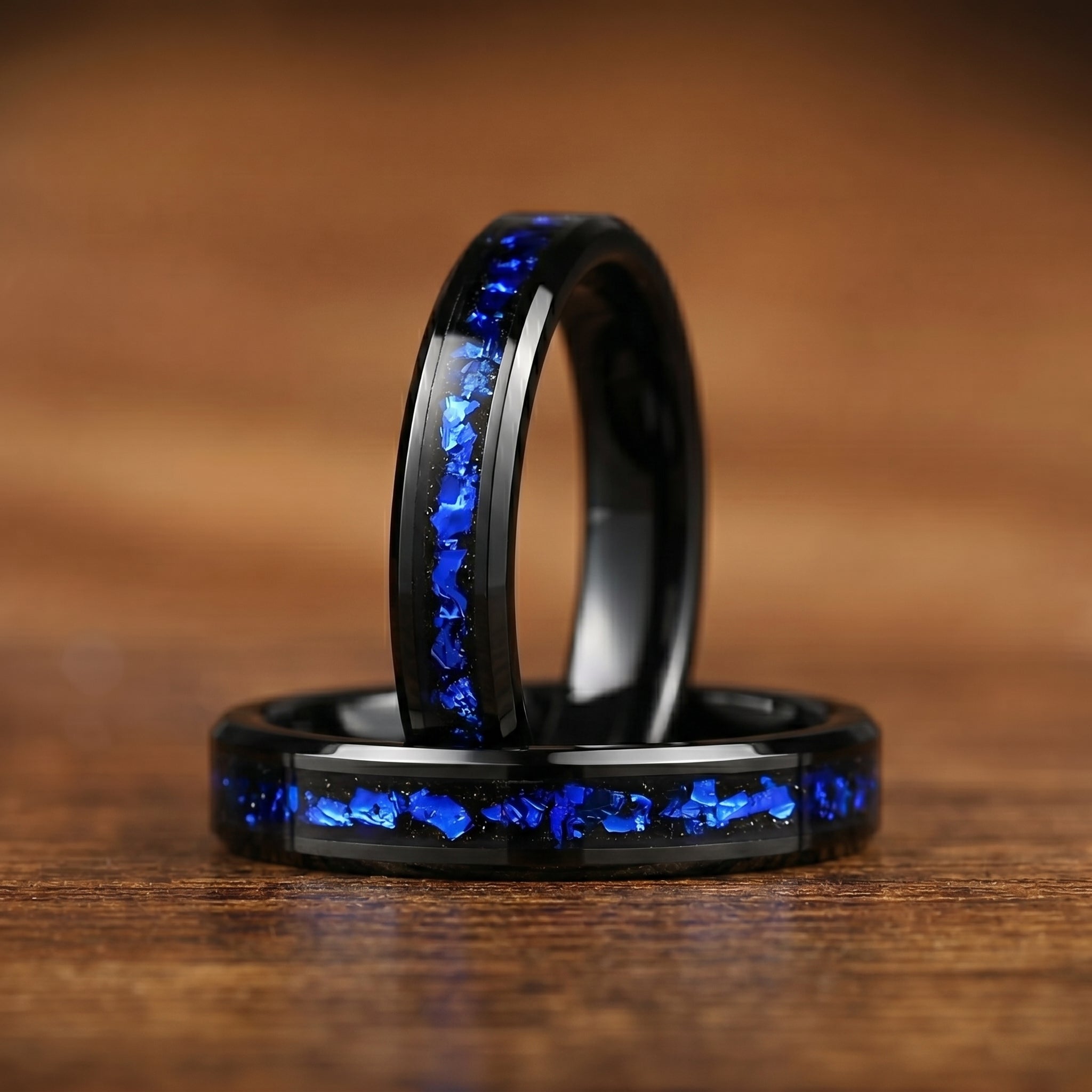 Couple Ring Couple Promise Set in Galaxy Design Flat vertical View
