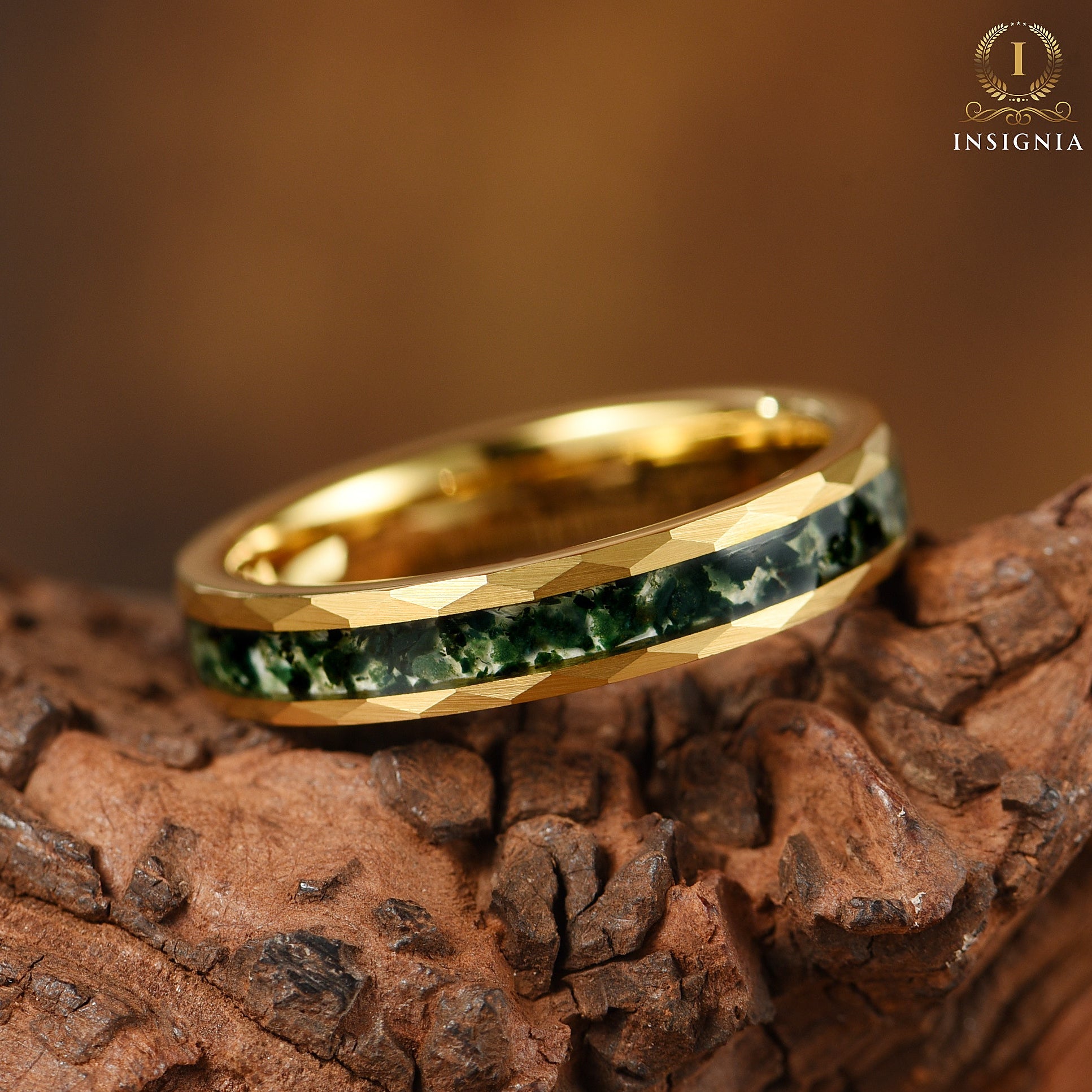 Ring Moss Agate Nature Inspired Top View