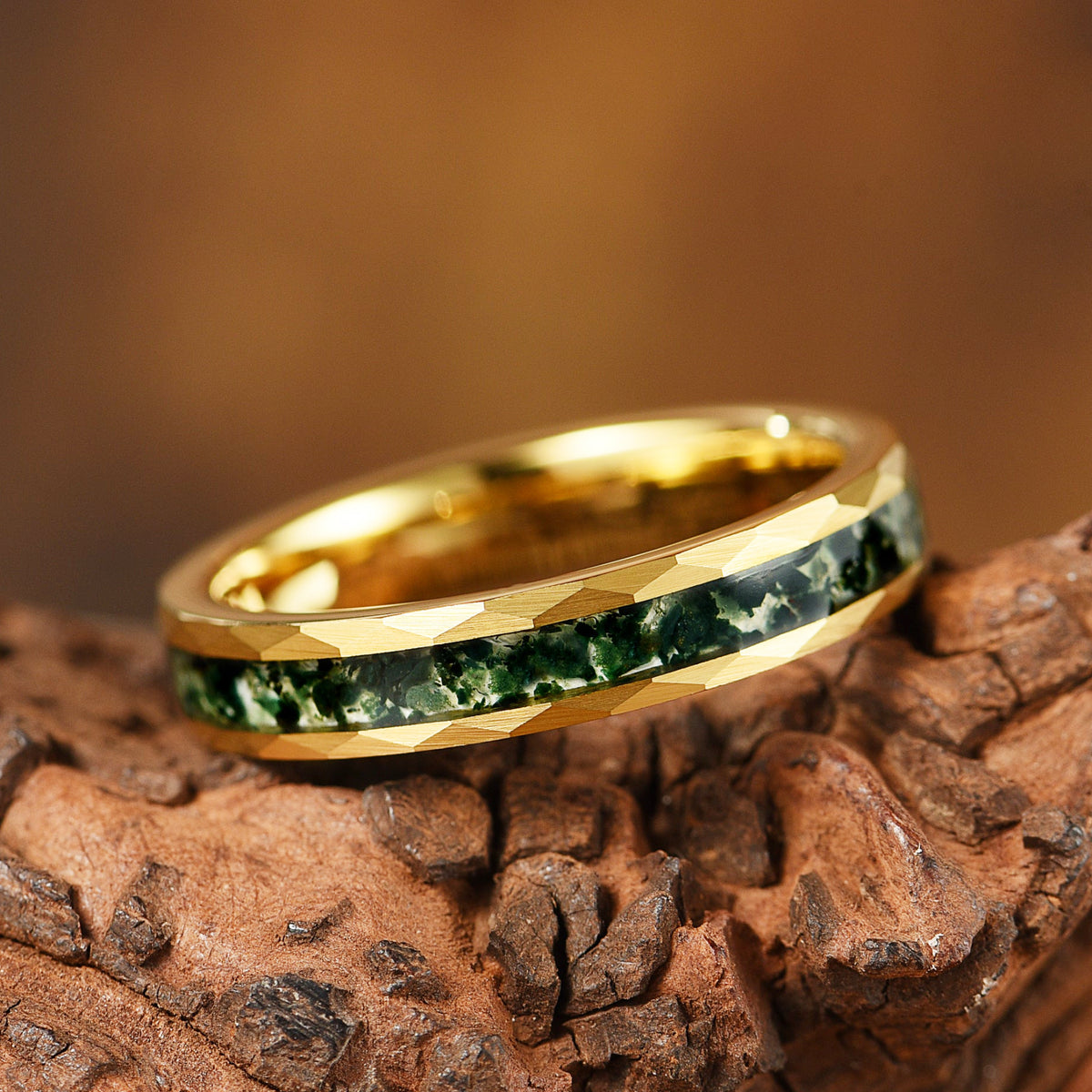 Ring Moss Agate Nature Inspired Top View