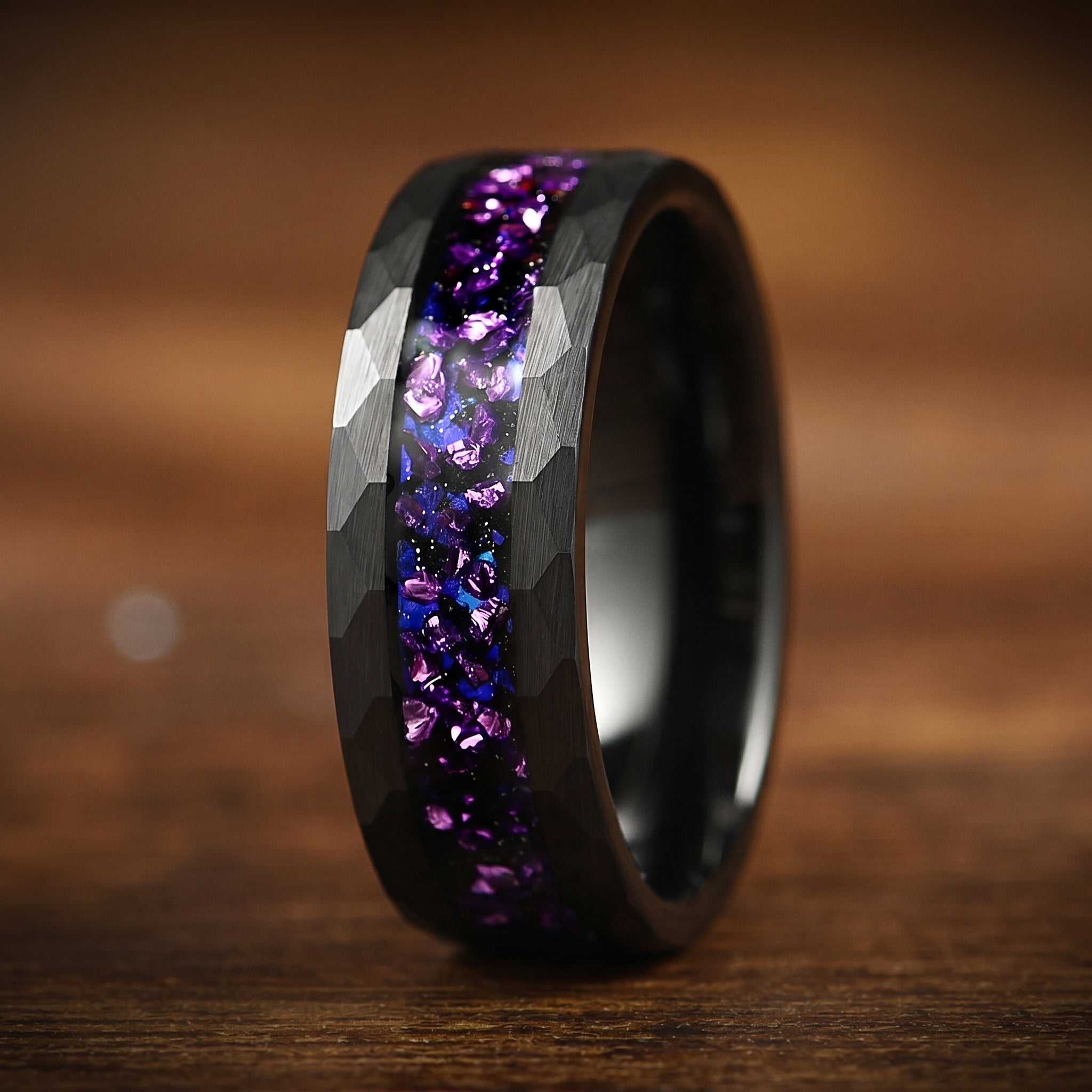Couple Rings Affordable Marriage Sets in Galaxy Design Close Up View