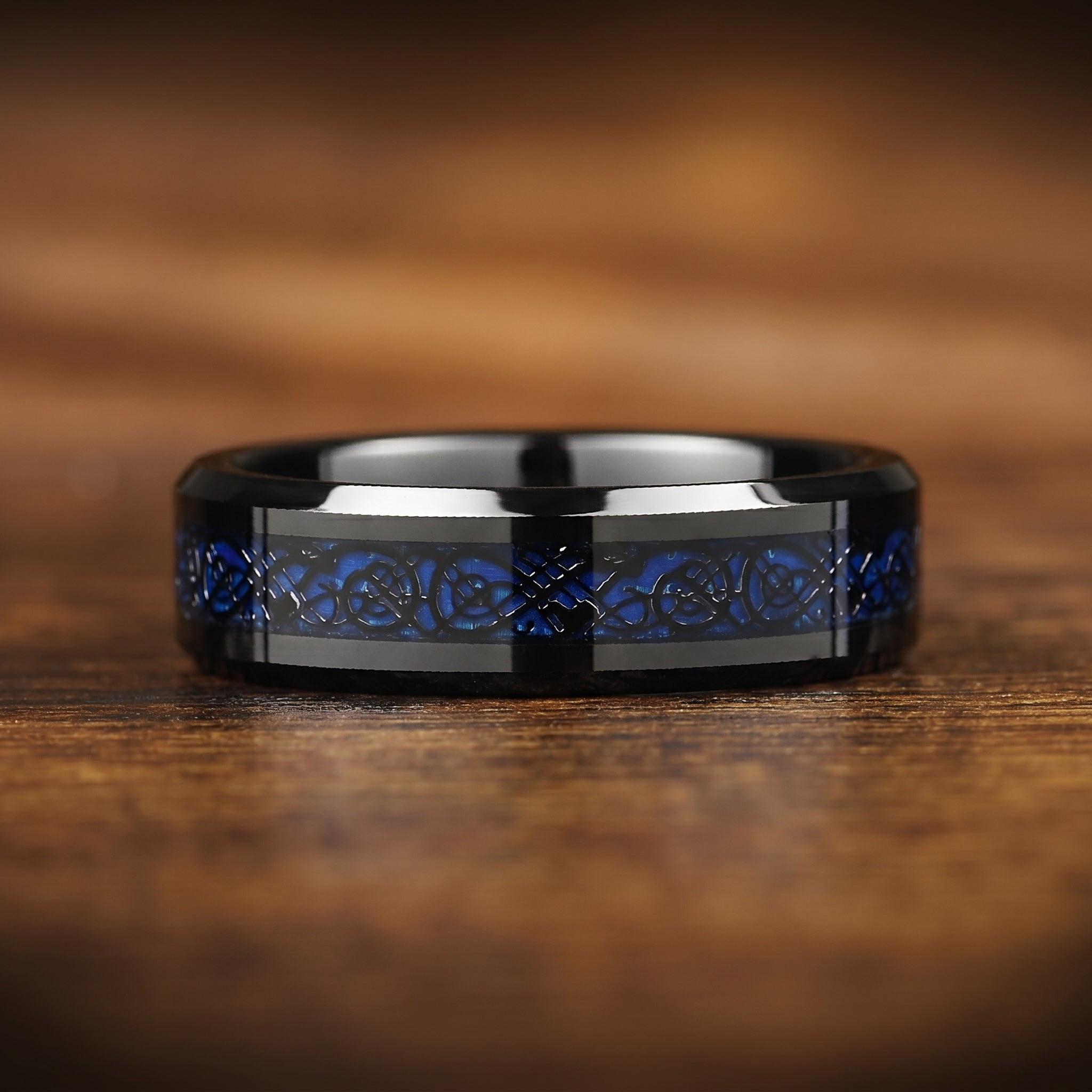 Couple Rings Cheap Celtic Wedding Sets in Black Lifestyle View