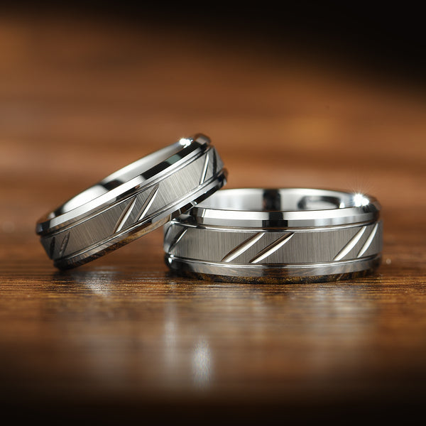 Affordable Couple Rings Silver Wedding Set Custom Engraved!