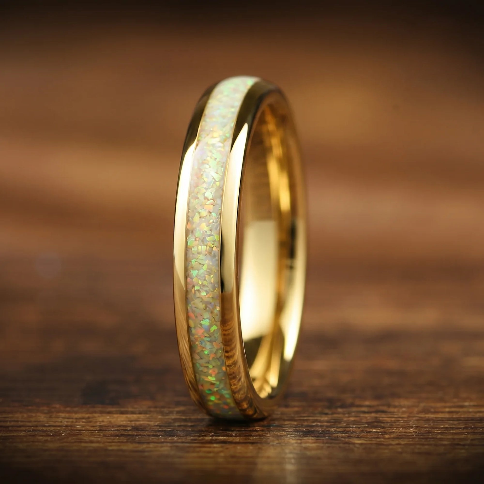 Female Wedding Rings Gold Opal Detail View