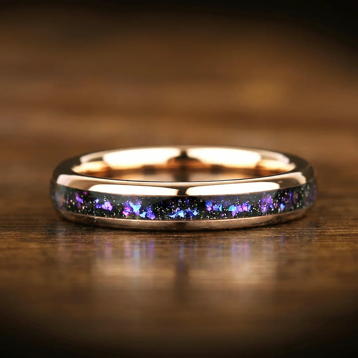 HIS AND HERS TUNGSTEN RINGS ORION NEBULA INLAY (8/4MM)
