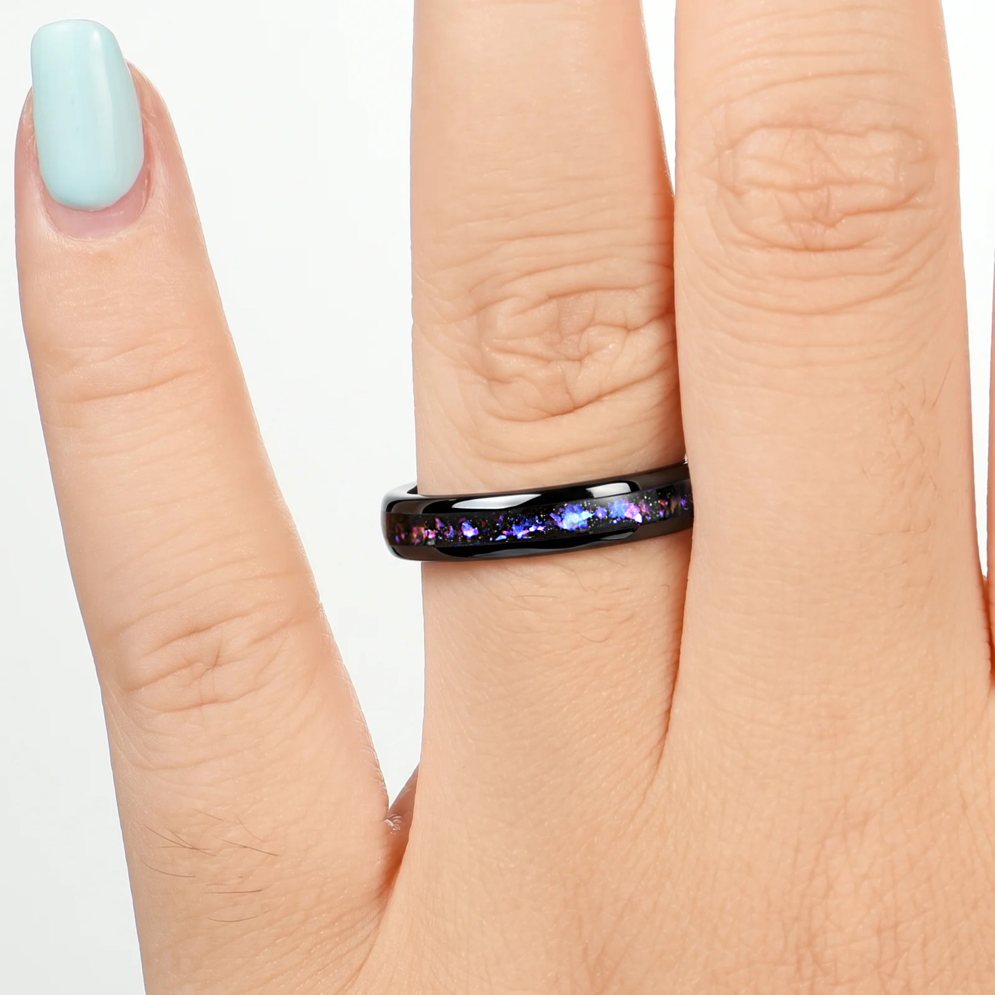 Her Promise Rings Wedding Anniversary Tungsten Female Finger Display