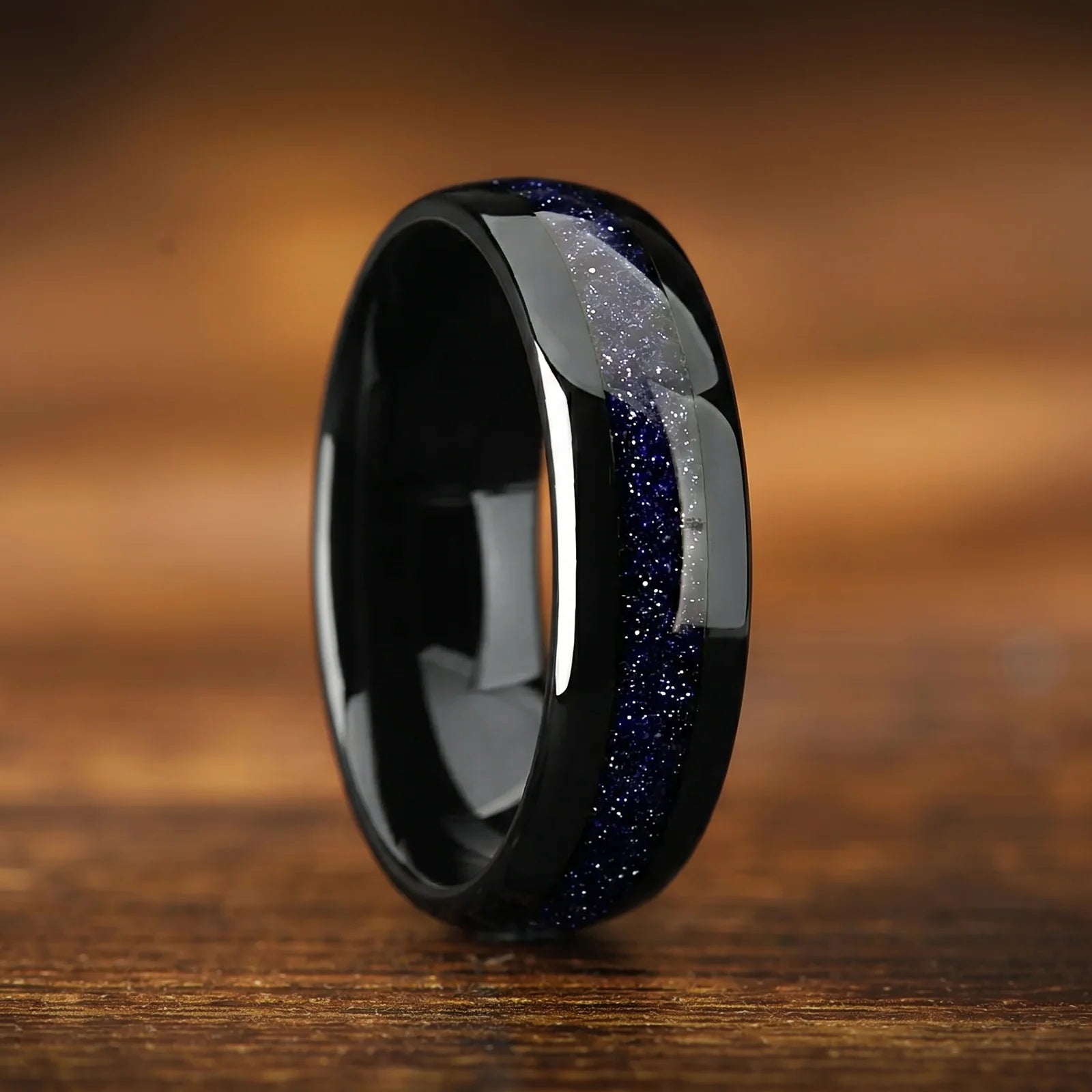 His and Hers Affordable Promise Rings Black Galaxy Design Right View