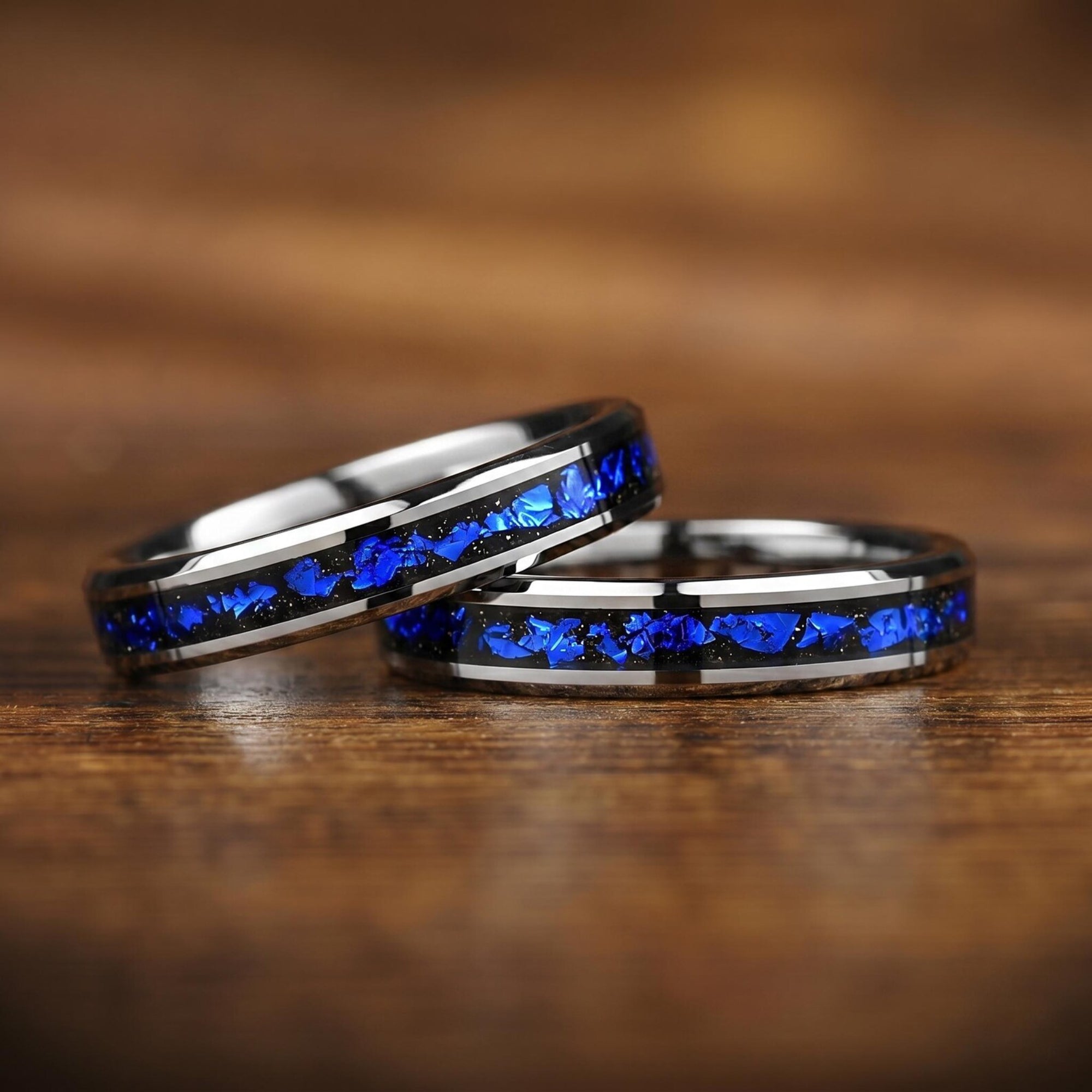 His and Hers Commitment Ring Couple in Silver Design Detail View