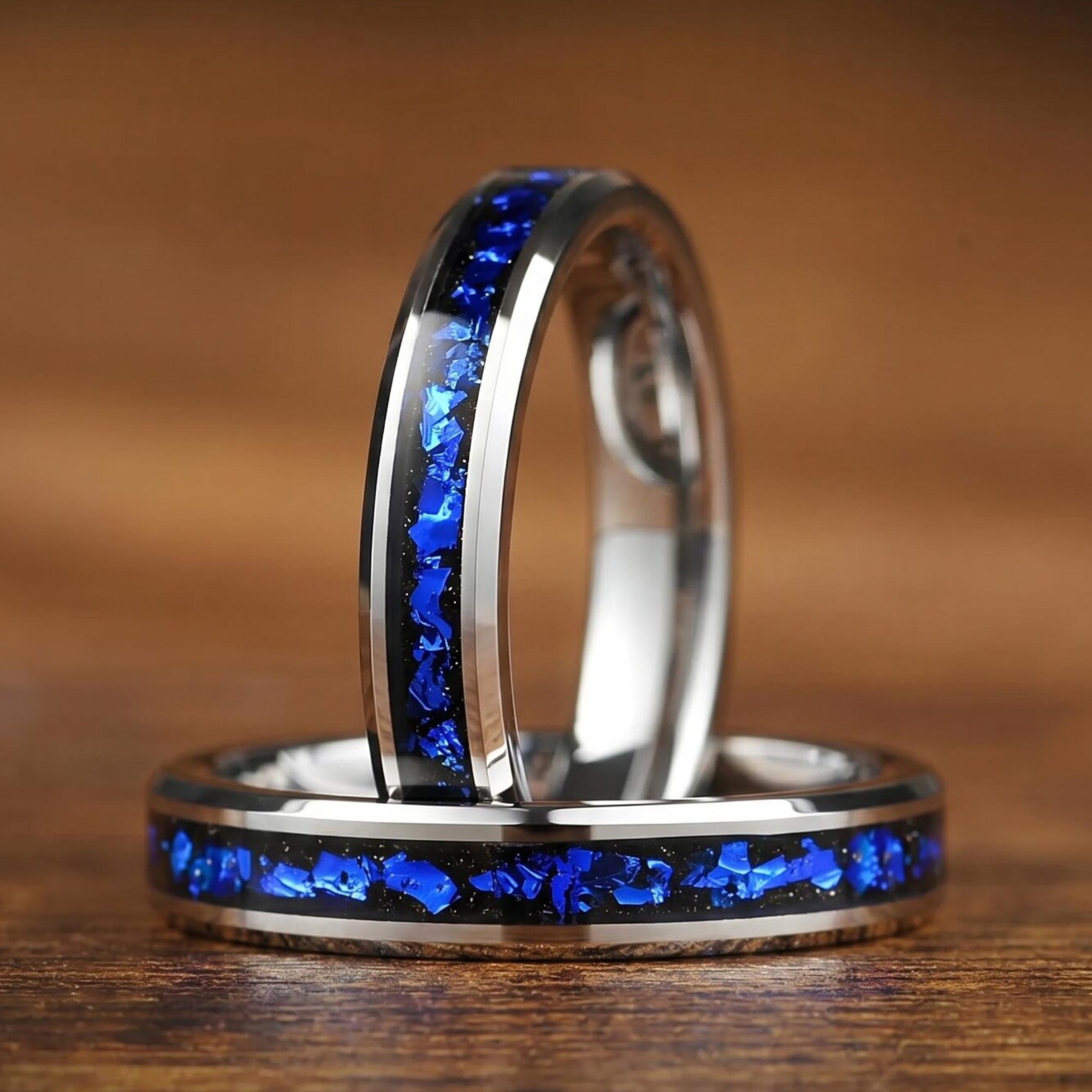 His and Hers Commitment Ring Couple in Silver Left Side View