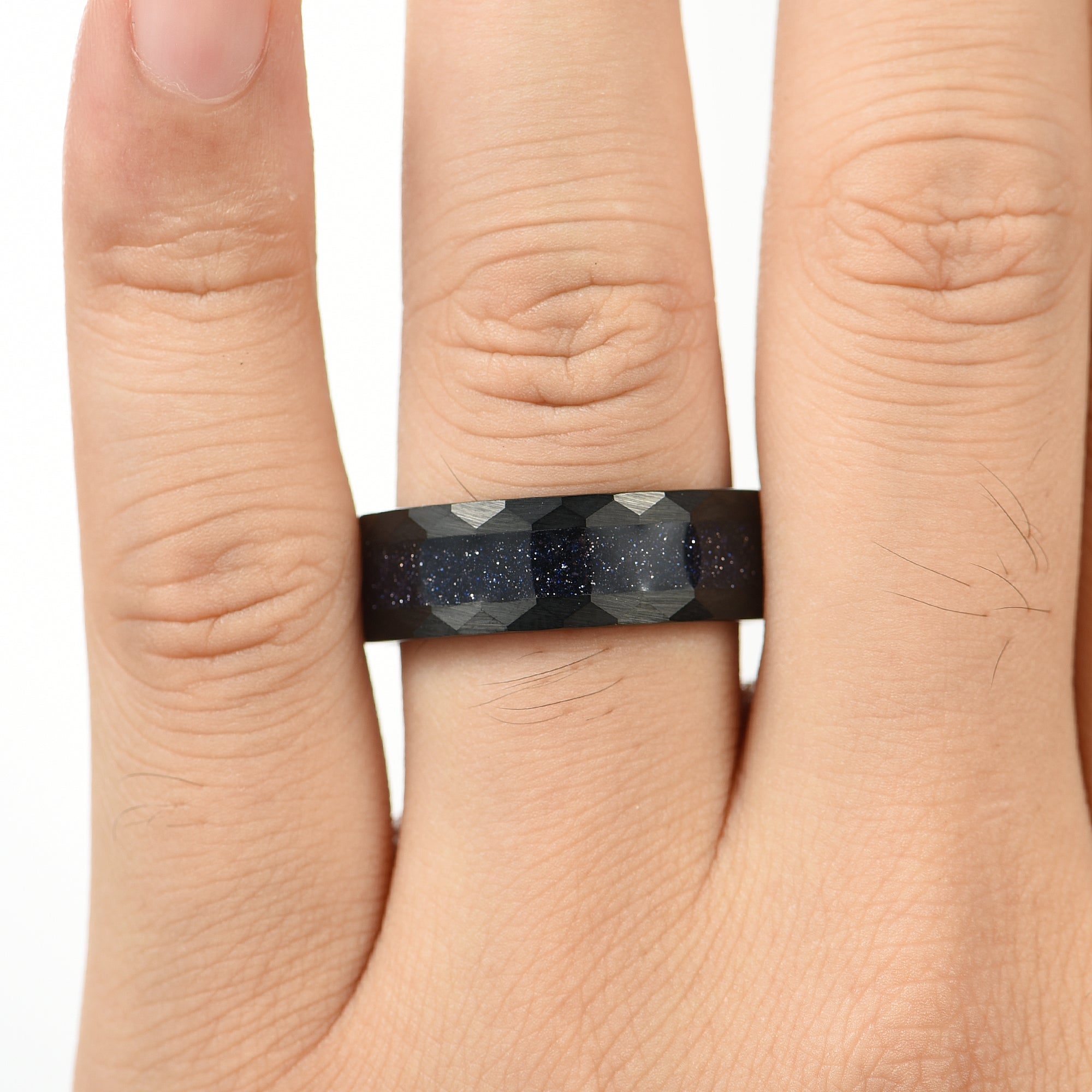 His and Hers Matching Promise Rings UK Male Ring Hand Display