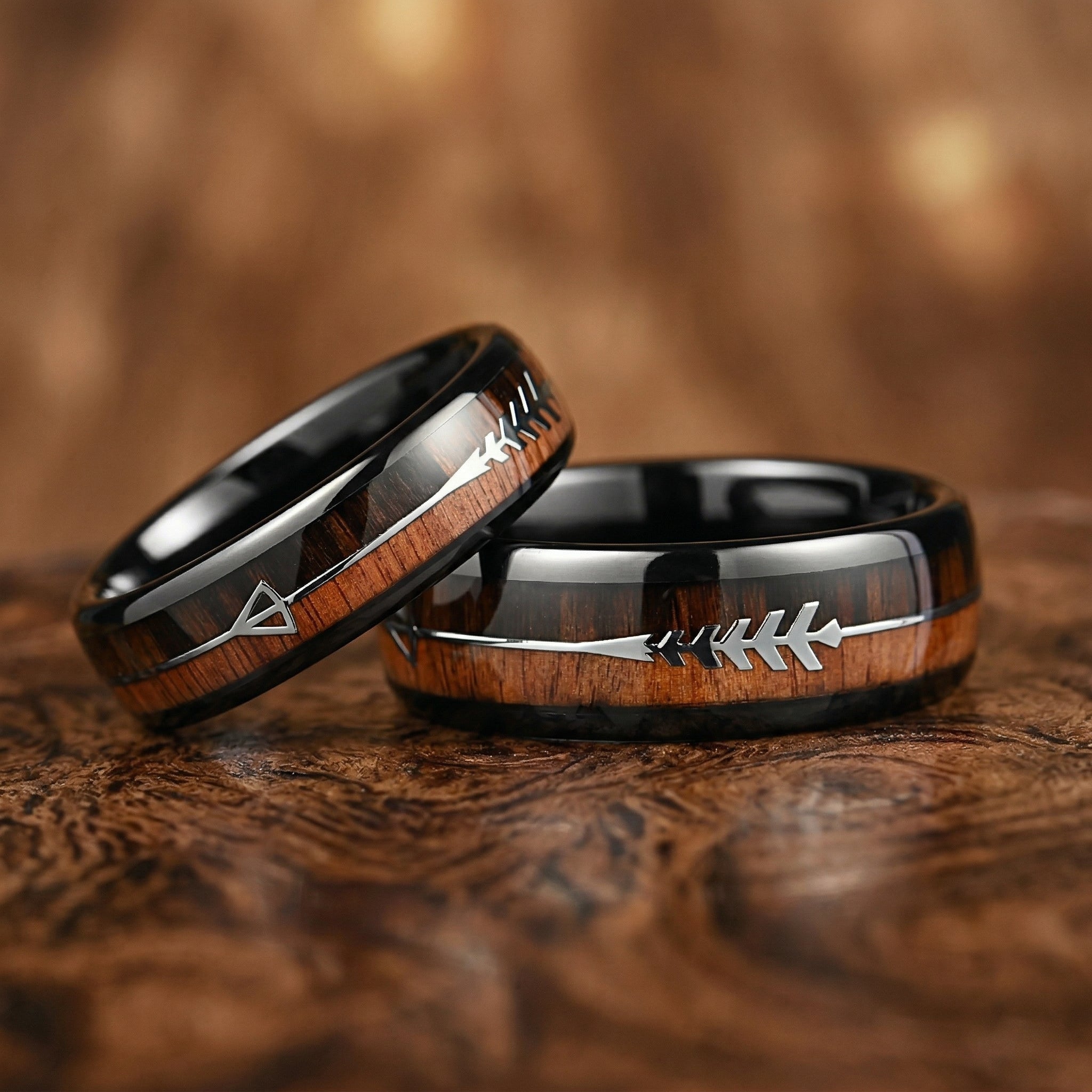 His and Hers Promise Engraved Rings Set Display for Him and Her