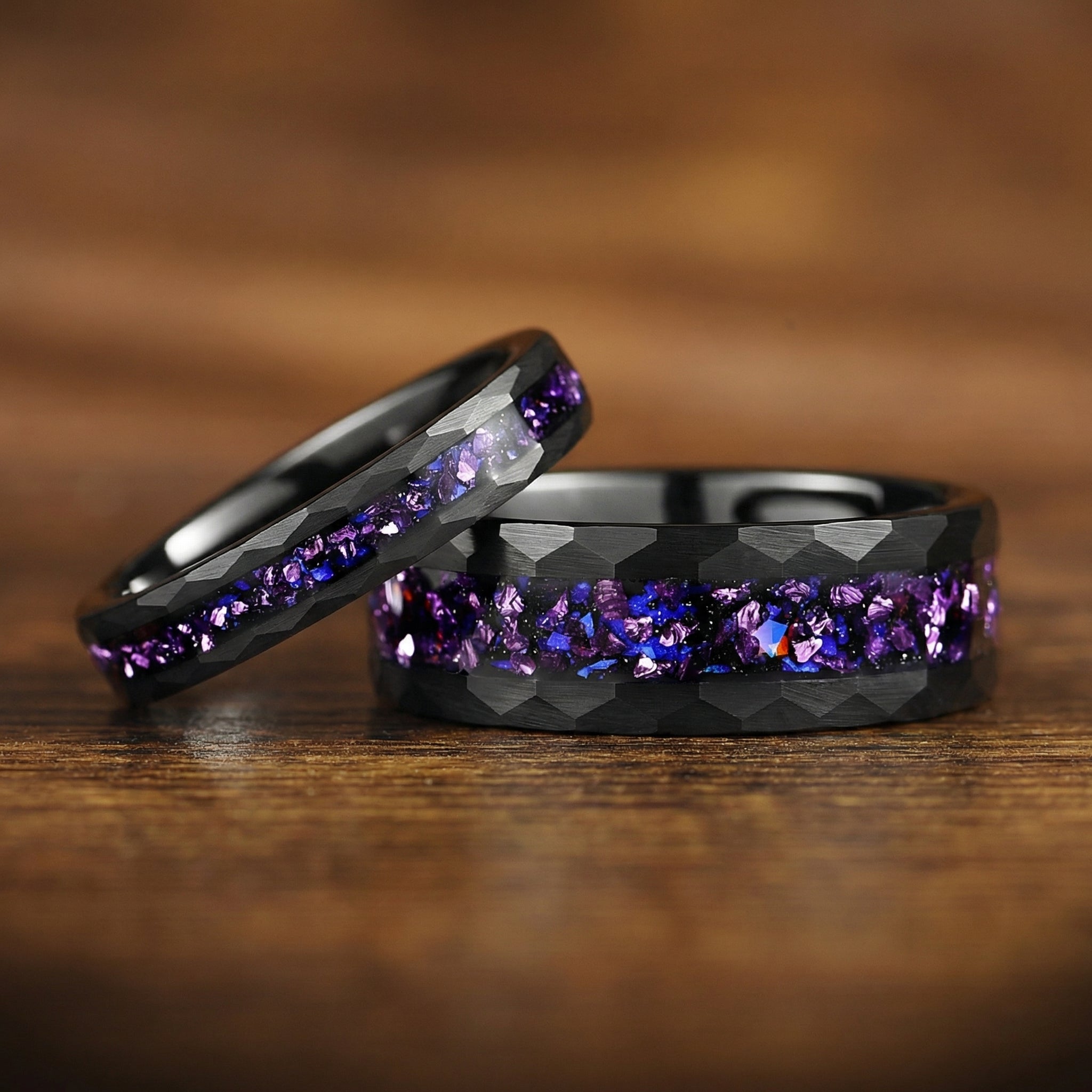  His and Hers Promises Ring Couple in Black Design Main View