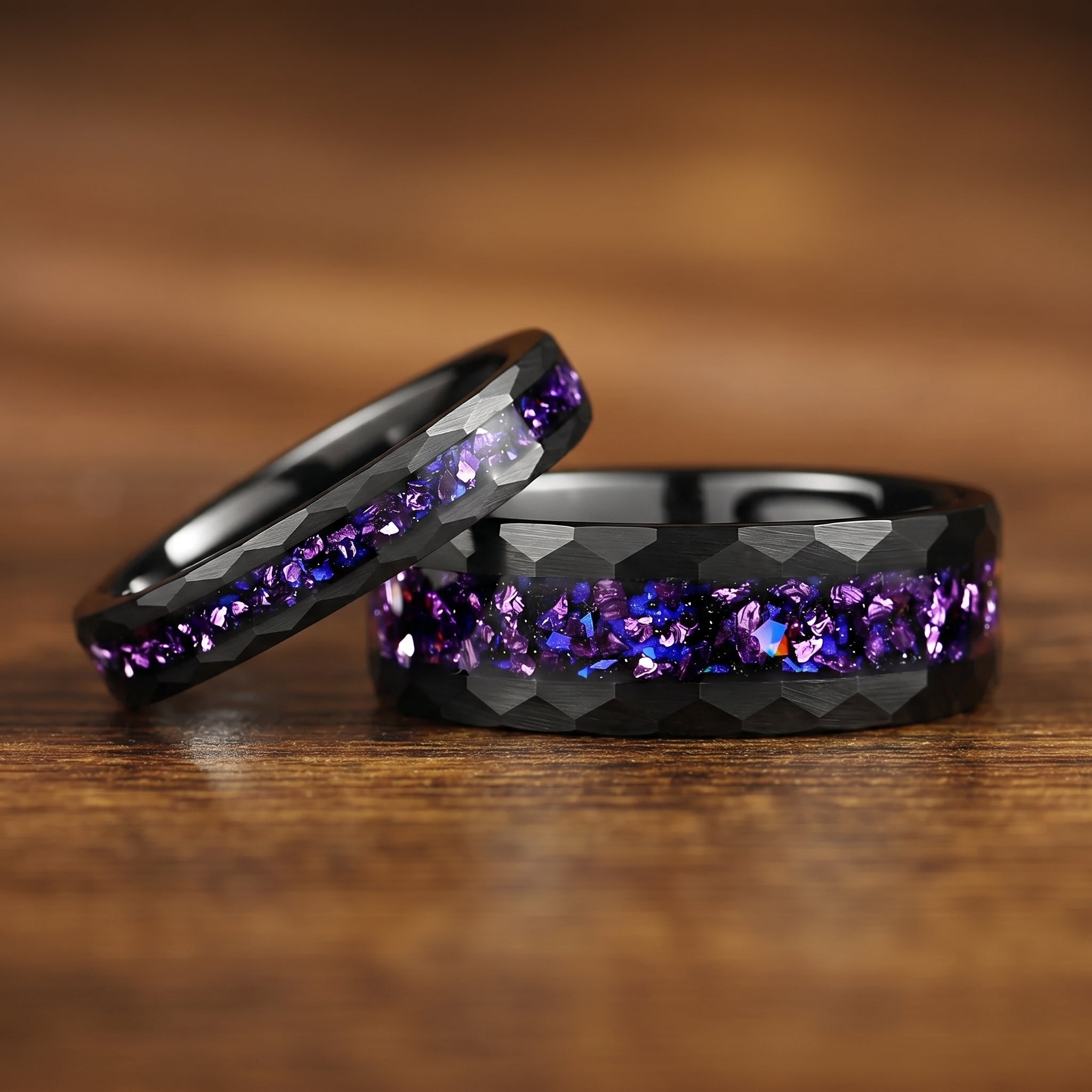 His and Hers Promises Ring Couple in Black Design Main View