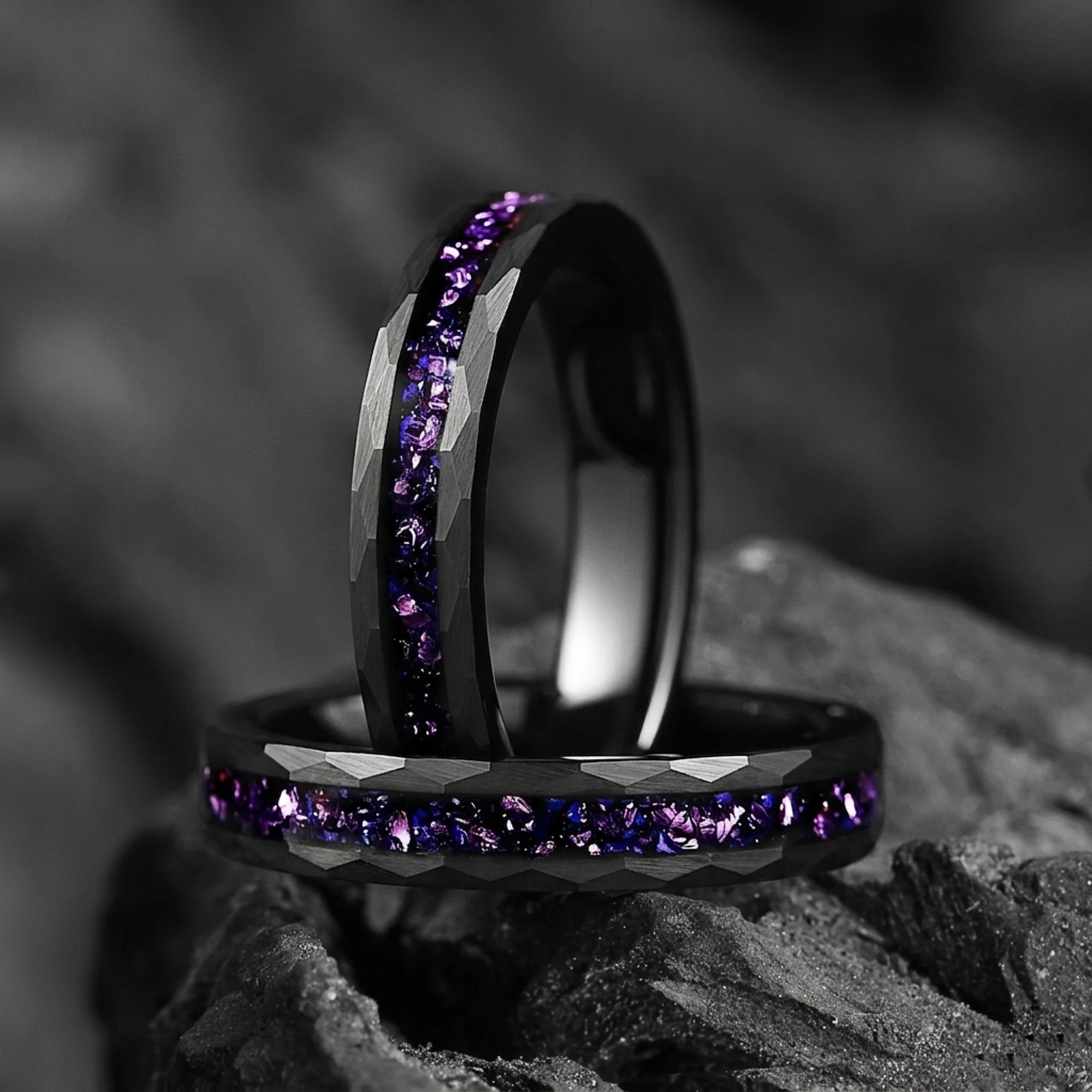 His and Hers Promises Ring Couple in Black Design Premium Display