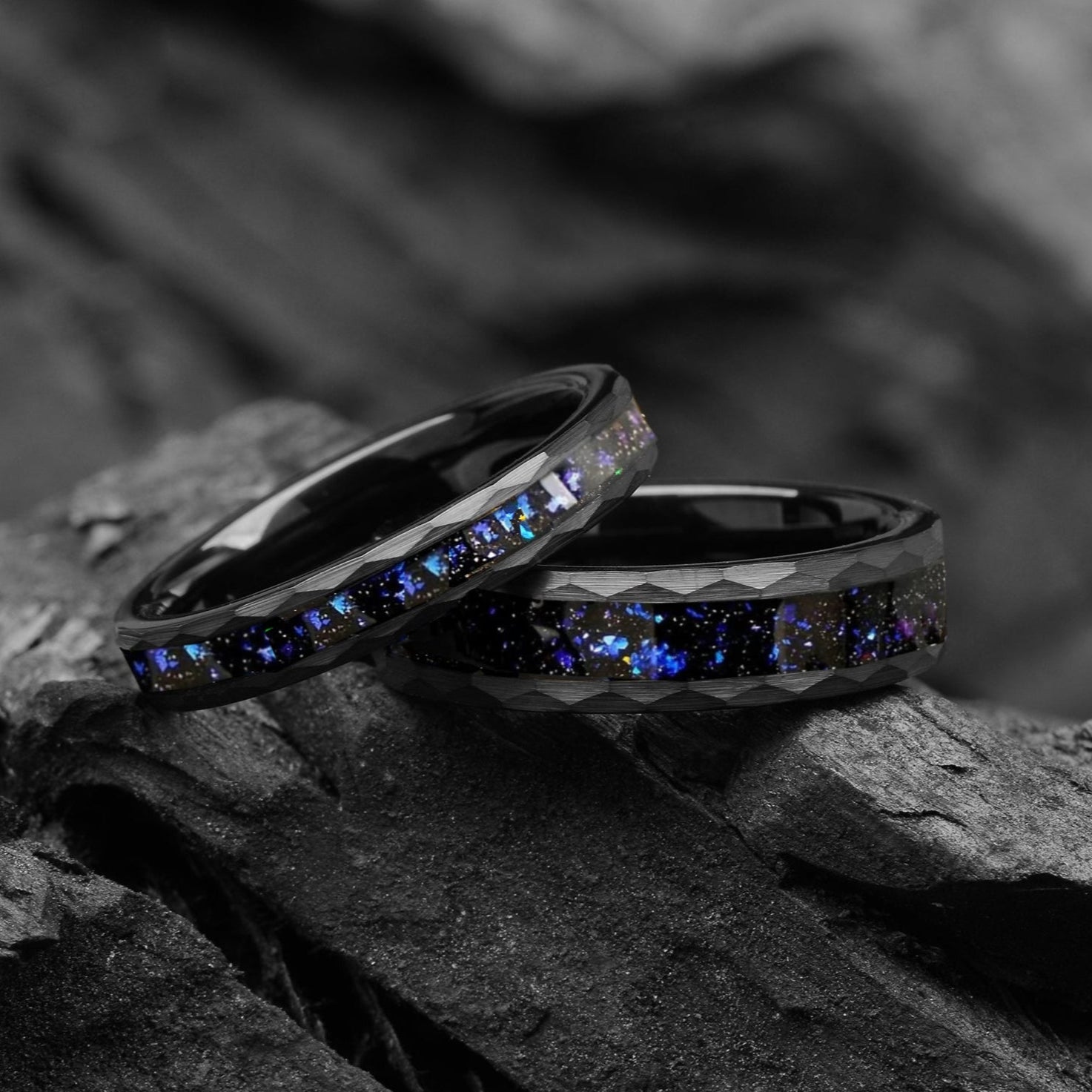 His and Hers Relationship Promise Rings in Black Design