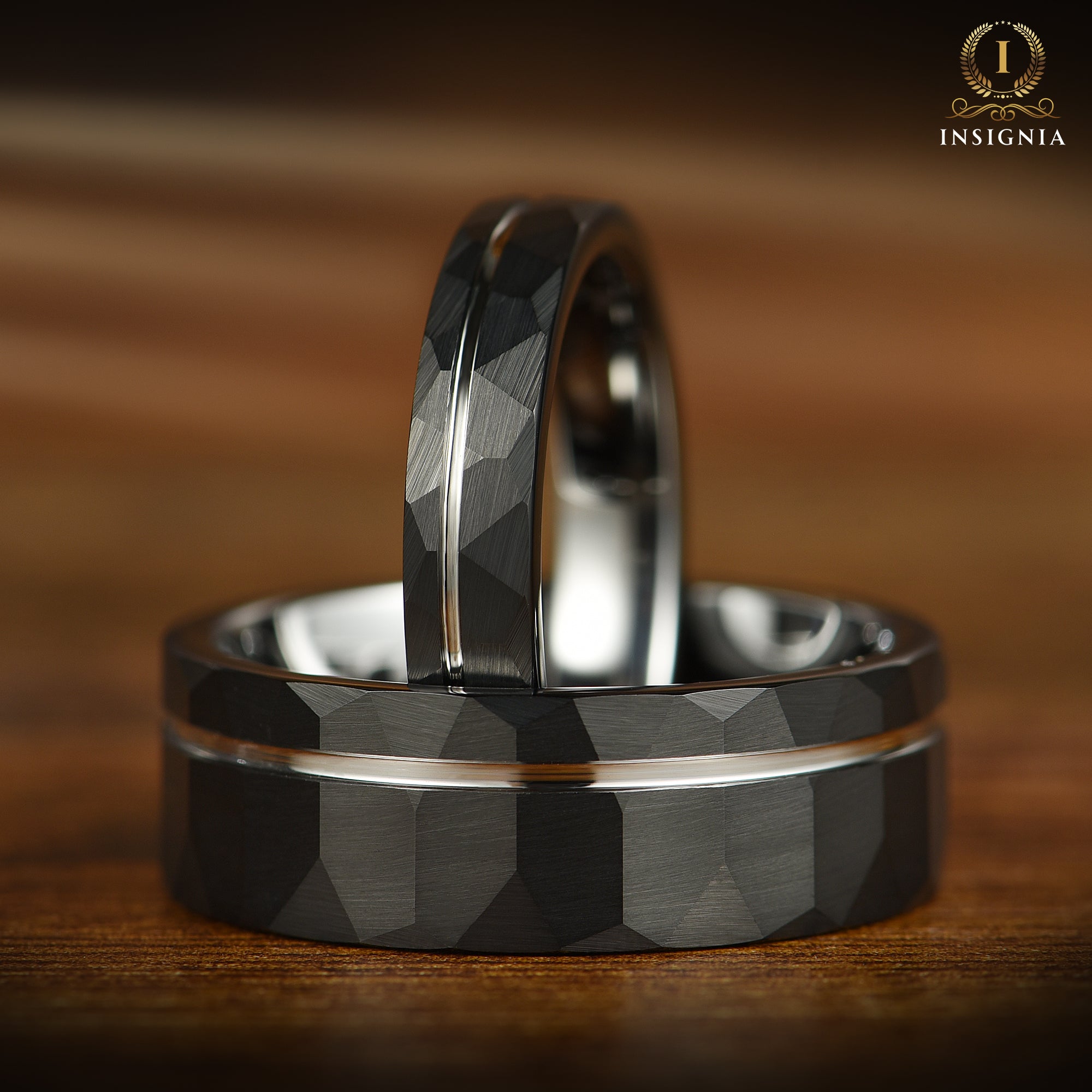 Marriage Bands Set White Gold Plated Tungsten Pair View