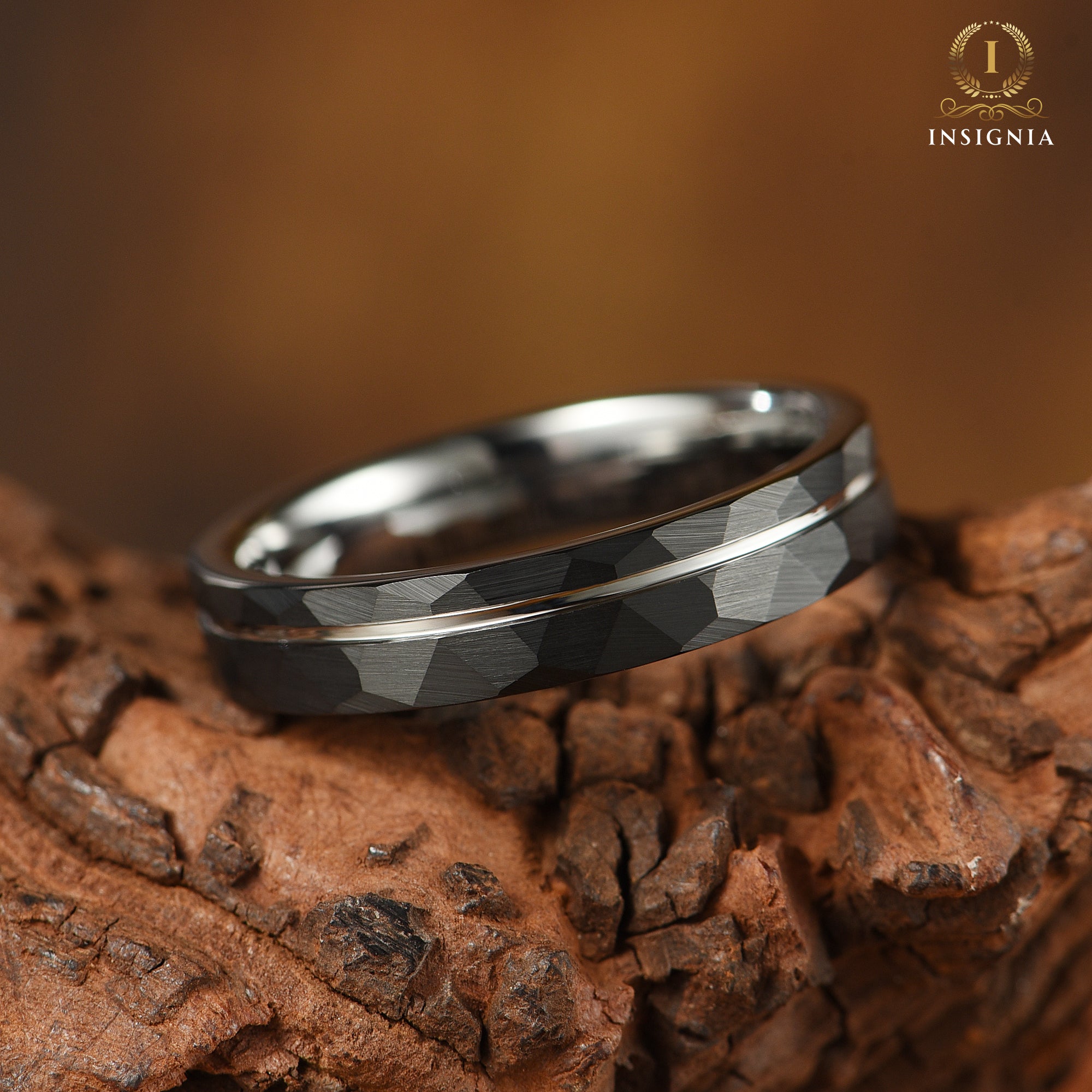  His Hers Wedding Band Sets UK Hammered Top View