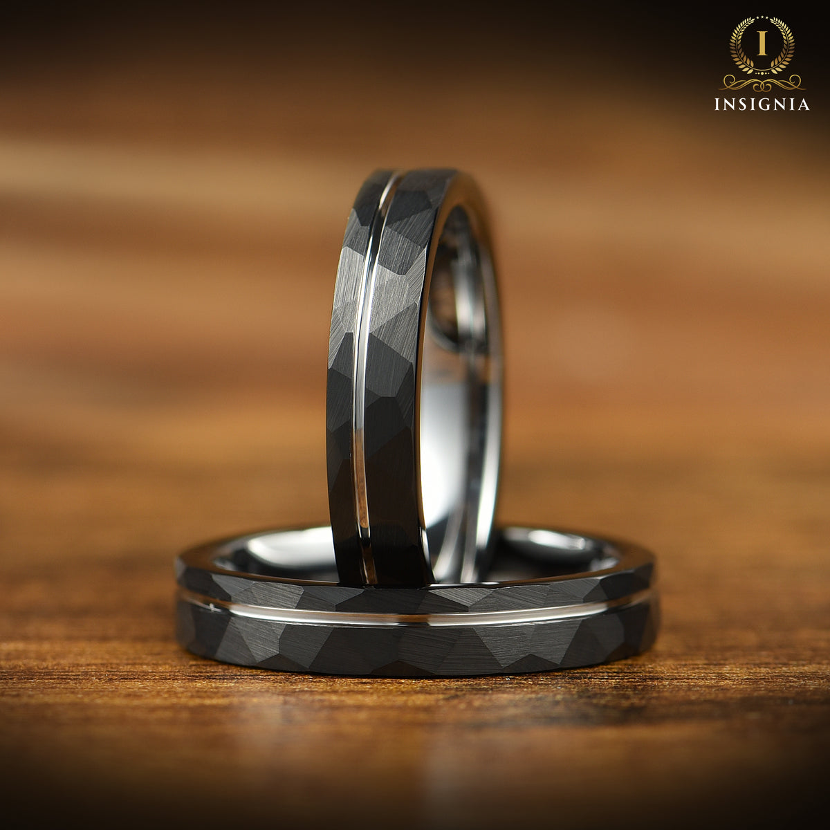  His Hers Wedding Band Sets UK Hammered Vertical View