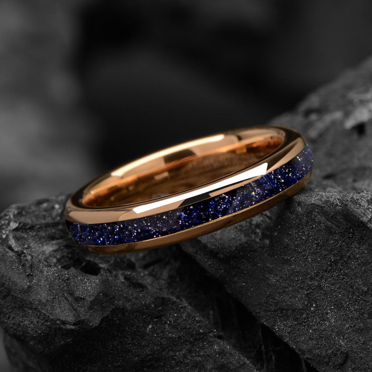 The Starlight - Blue Sandstone& Tungsten Carbide Ring 4mm