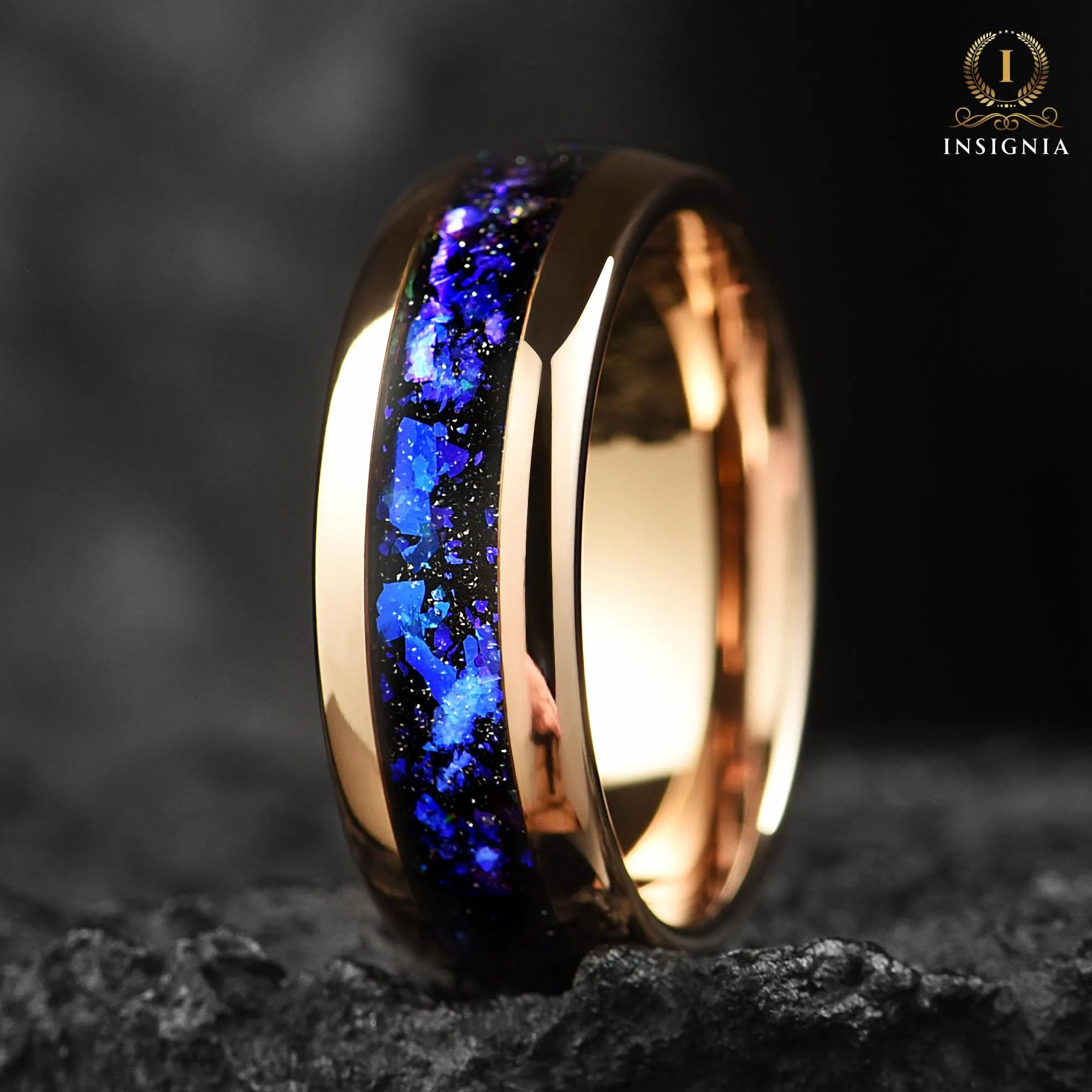 Galaxy Nebula & Sandstone Outer Space Tungsten Ring 8mm - Sandstone, Mens Engagement Ring /Wedding Band Unique - Promise Ring for Him - Birthday/ Anniversary Gift - INSIGNIA