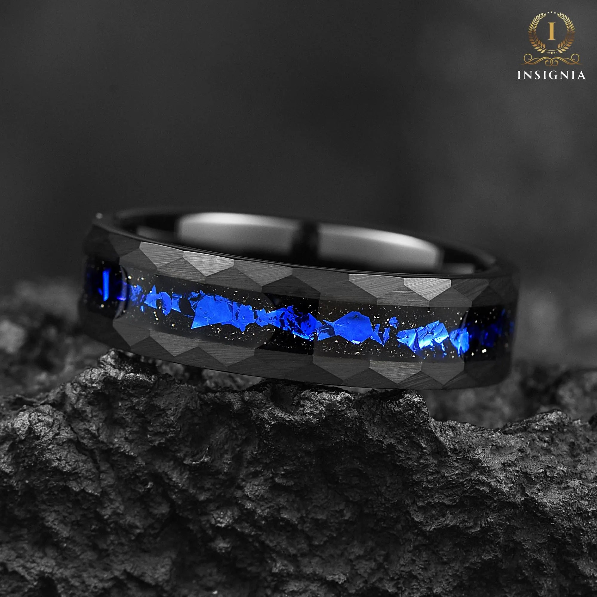 Cygnus Nebula Ring 6mm - Mens Wedding Band Unique - Hammered Engagement Ring - Tungsten Promise Ring For Him - Birthday/Anniversary Gift - INSIGNIA