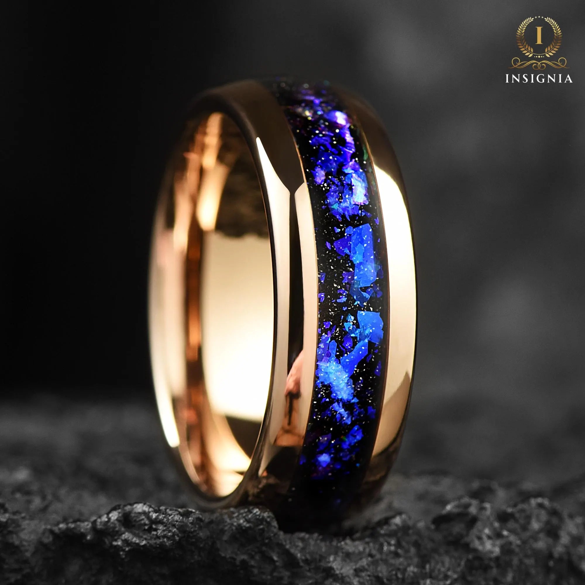 Galaxy Nebula & Sandstone Outer Space Tungsten Ring 8mm - Sandstone, Mens Engagement Ring /Wedding Band Unique - Promise Ring for Him - Birthday/ Anniversary Gift - INSIGNIA