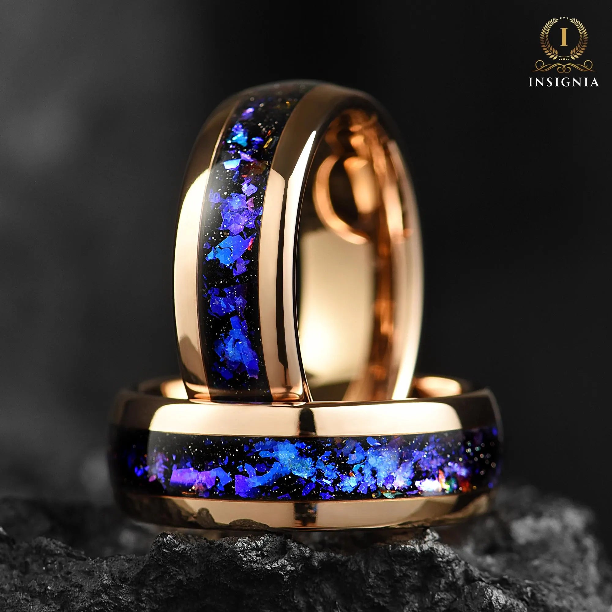 Galaxy Nebula & Sandstone Outer Space Tungsten Ring 8mm - Sandstone, Mens Engagement Ring /Wedding Band Unique - Promise Ring for Him - Birthday/ Anniversary Gift - INSIGNIA