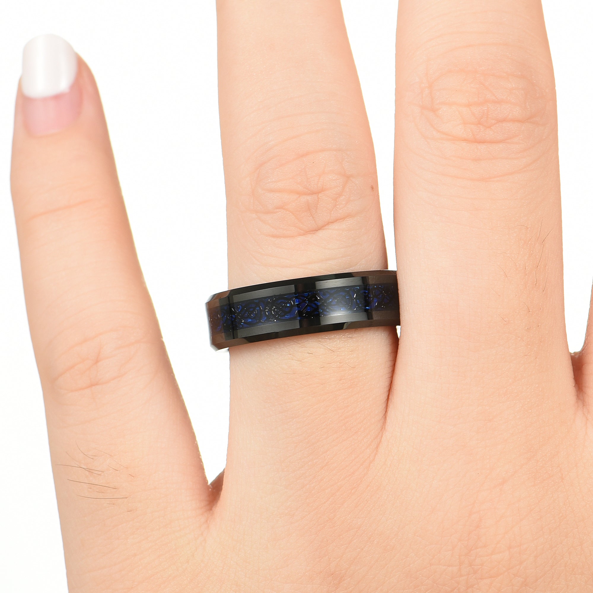 two tone celtic wedding ring angled shot