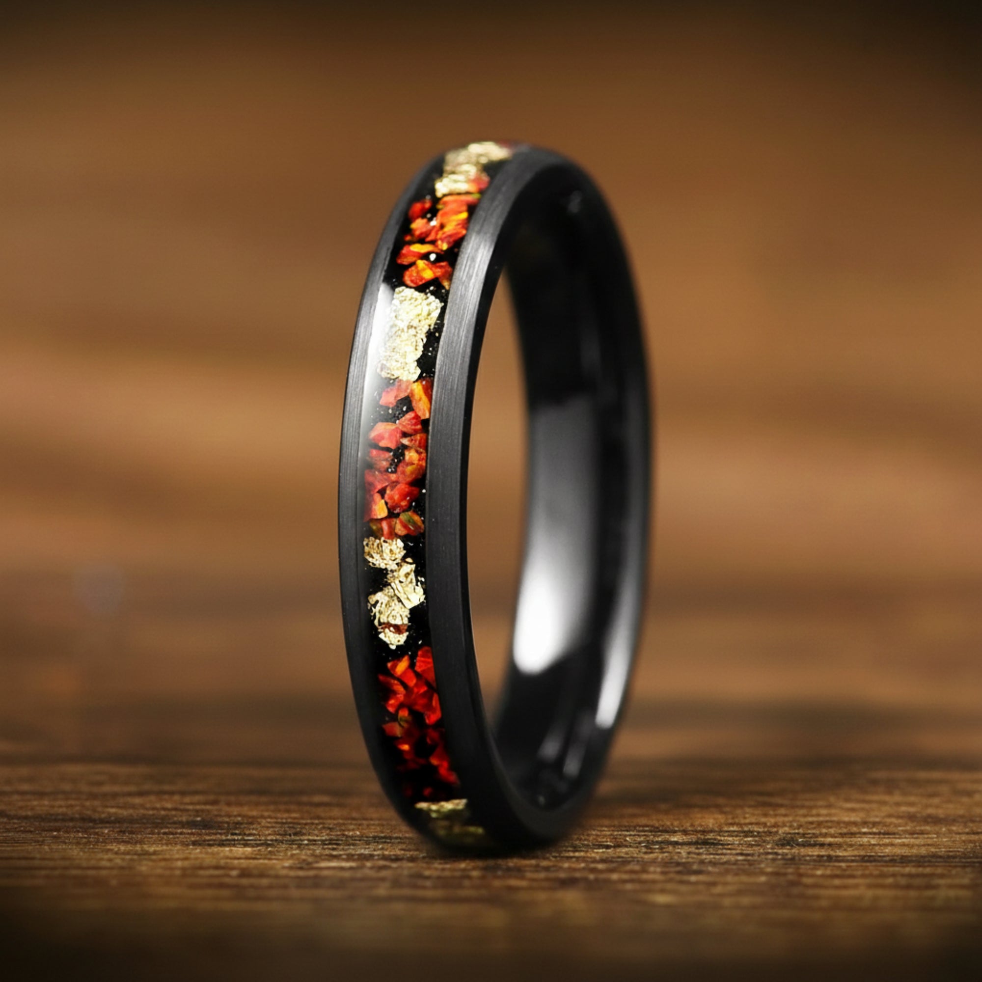 black tungsten ladies band ring left view