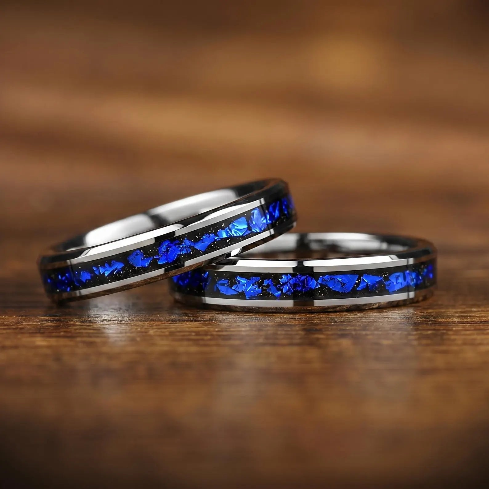 Ladies Wedding Rings Silver Tungsten Angled View