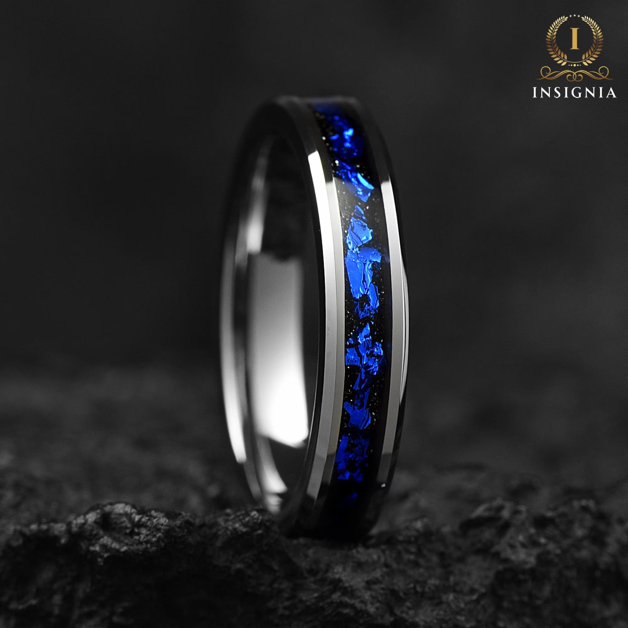 Ladies Wedding Rings Silver Tungsten Side View