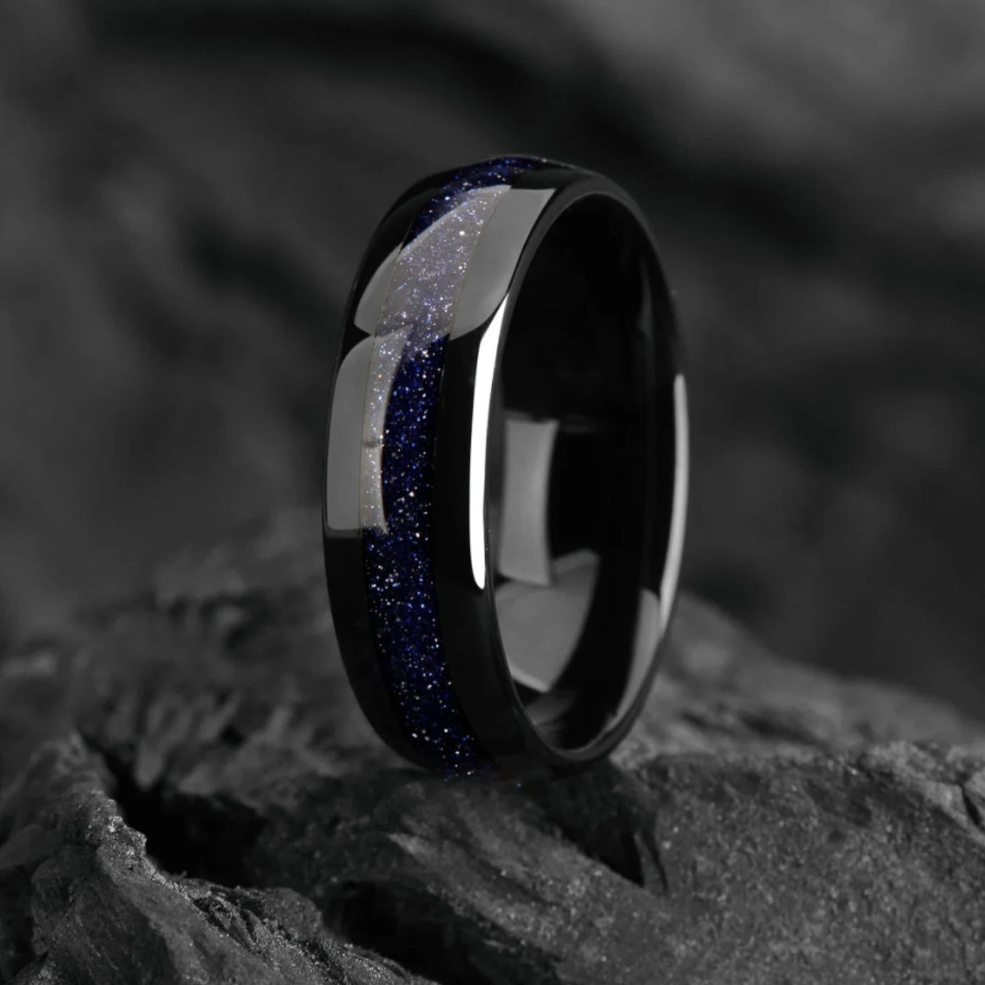 Man Bands Wedding Tungsten Glaaxy Top View