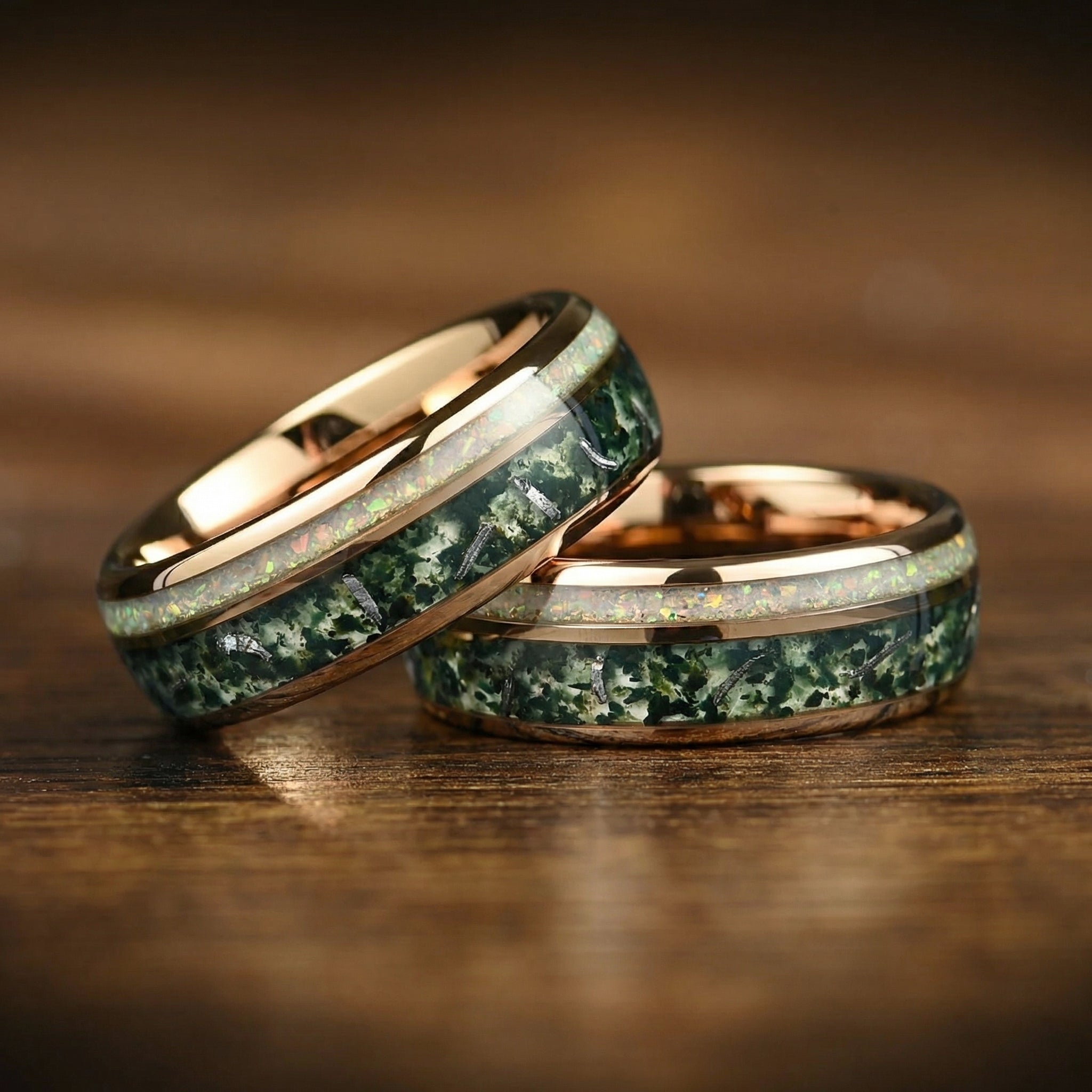 Man Ring Moss Agate Opal Front View