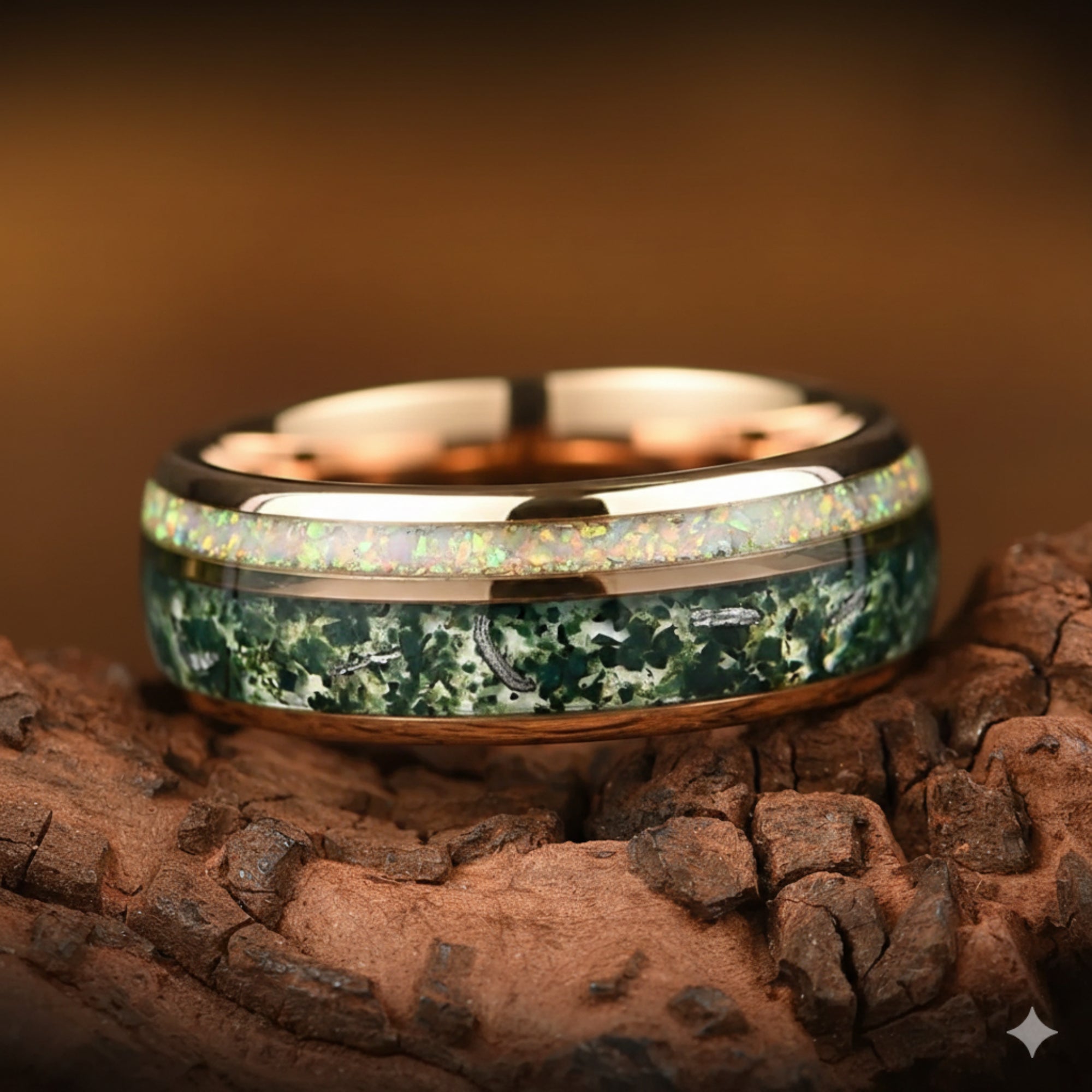 Man Ring Moss Agate Opal Main View