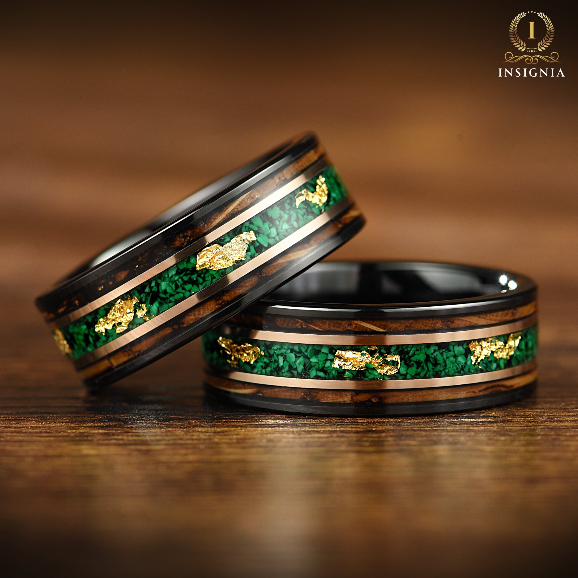 Marriage Bands Men Malachite Bottom View
