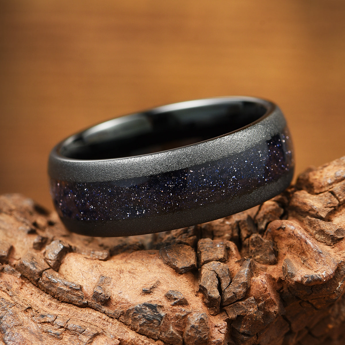 Marriage Ring Set Black Nebula Inspired Angle View