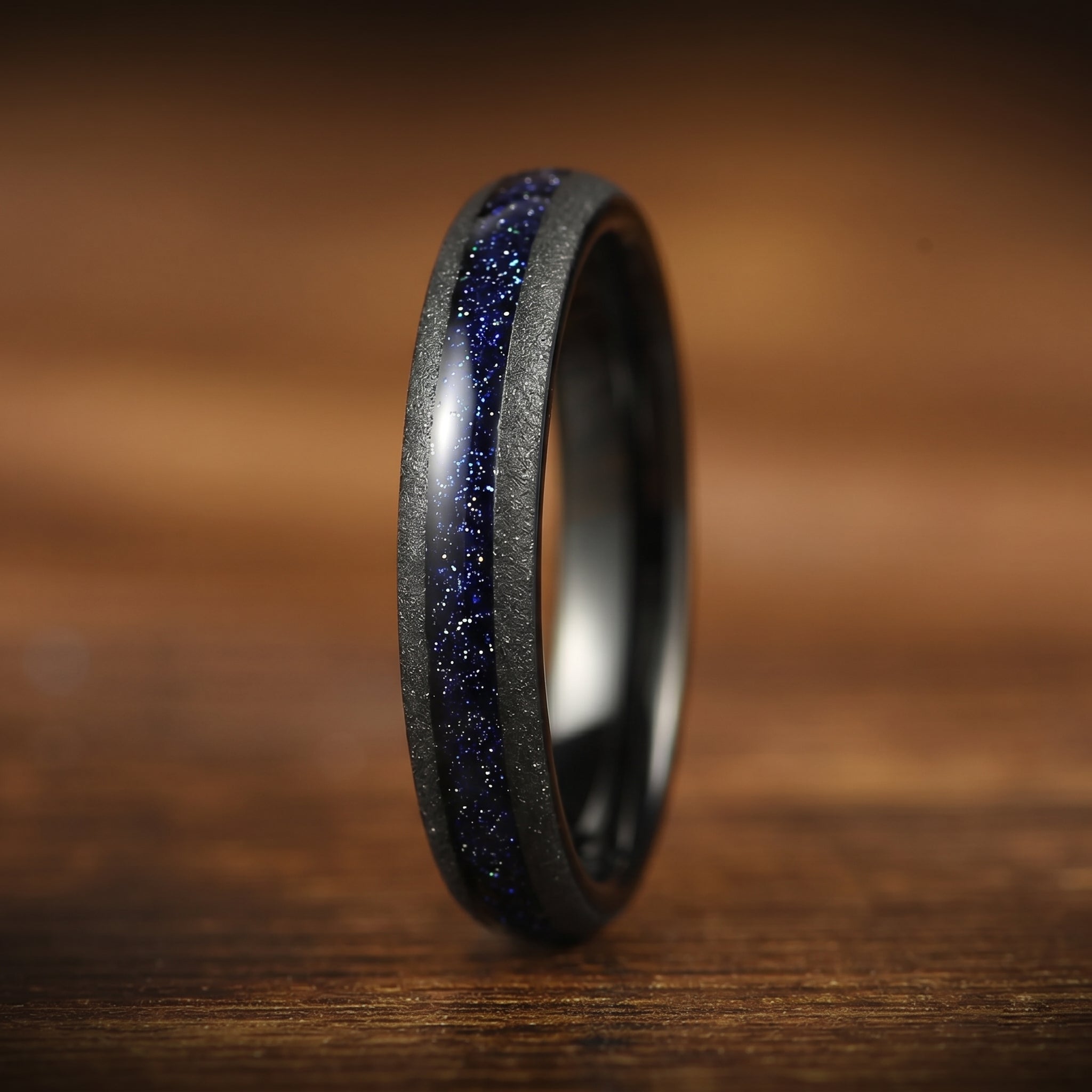 Marriage Ring Set Black Nebula Inspired Detail View