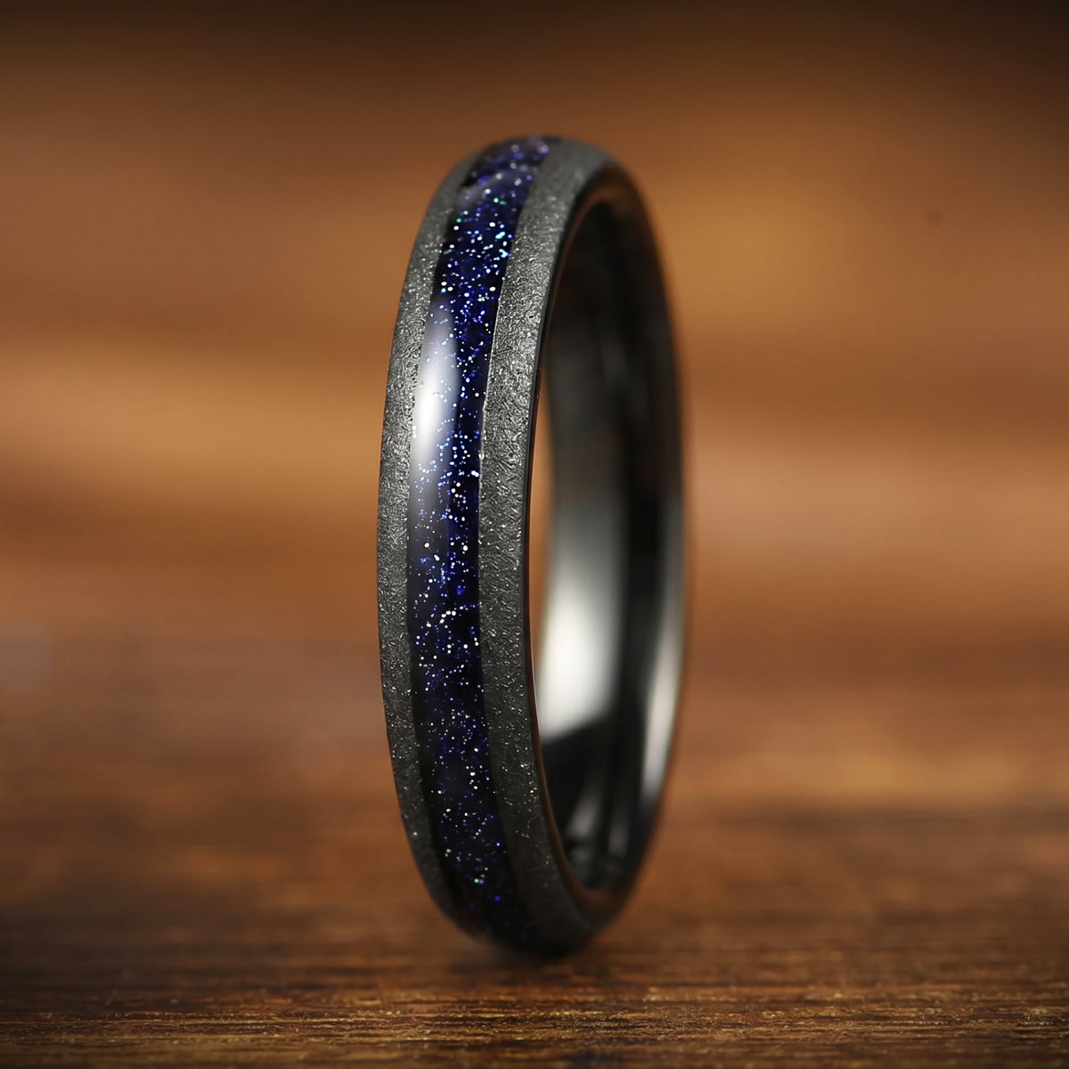 Marriage Ring Set Black Nebula Inspired Front View