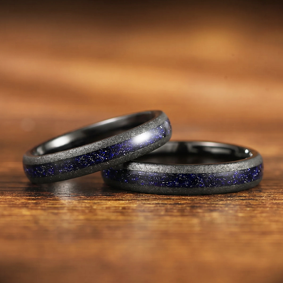 Marriage Ring Set Black Nebula Inspired Presentation View