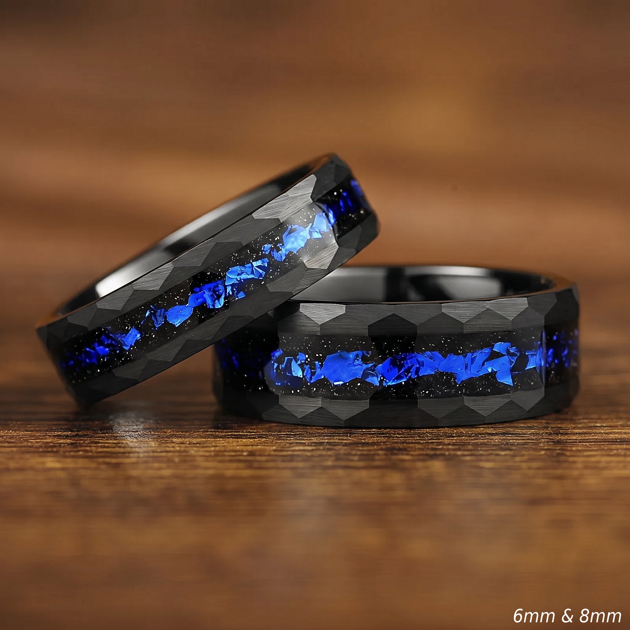 Matching Rings Bargain Tungsten Wedding Bands in Galaxy Design Main View