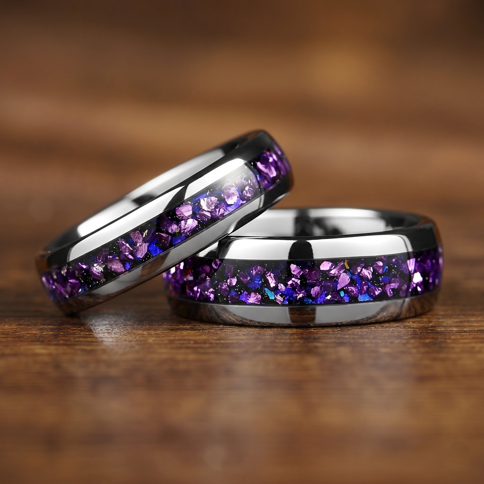 Matching Rings Cheap Silver Wedding Sets in Galaxy Design Main View