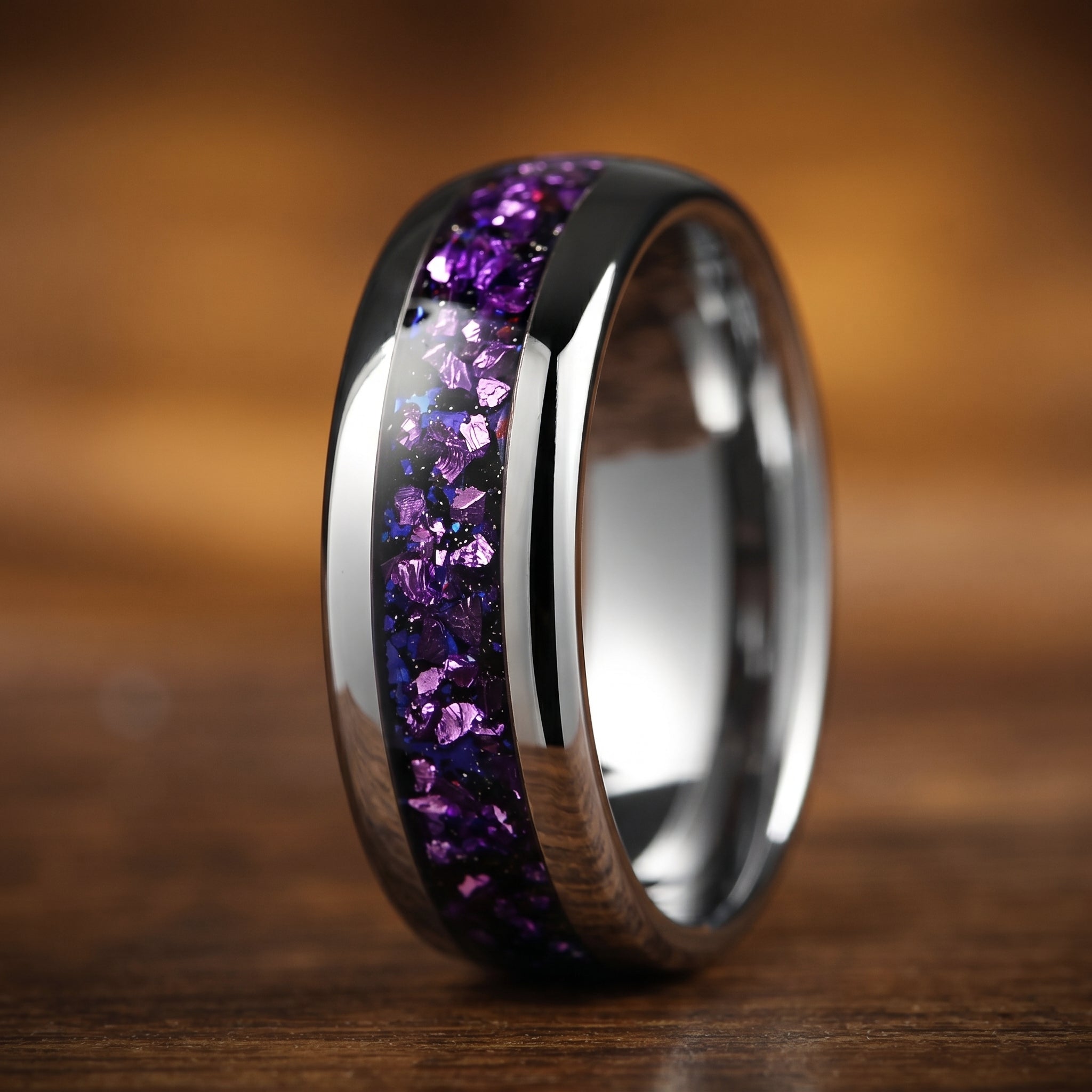 Matching Rings Cheap Silver Wedding Sets in Galaxy Design Side View