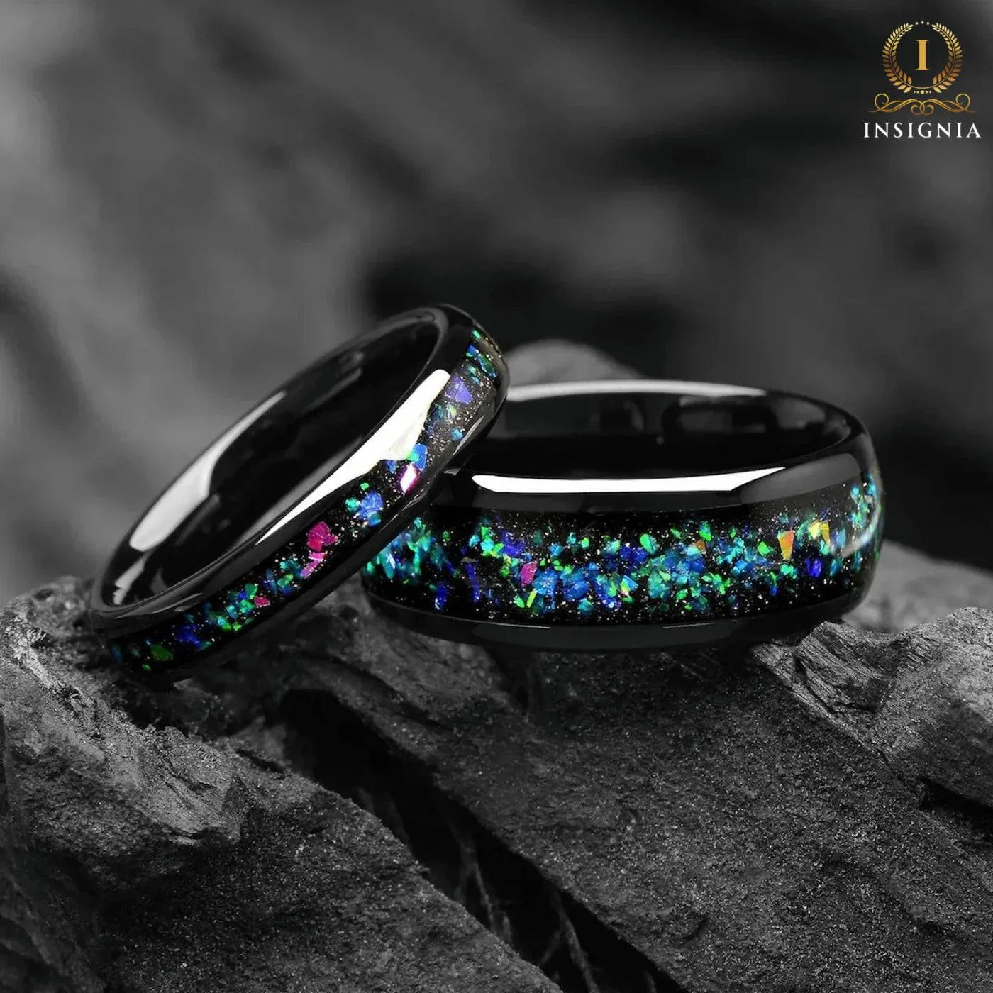 MATCHING RINGS HIS AND HERS SET - HELIX NEBULA INSPIRED